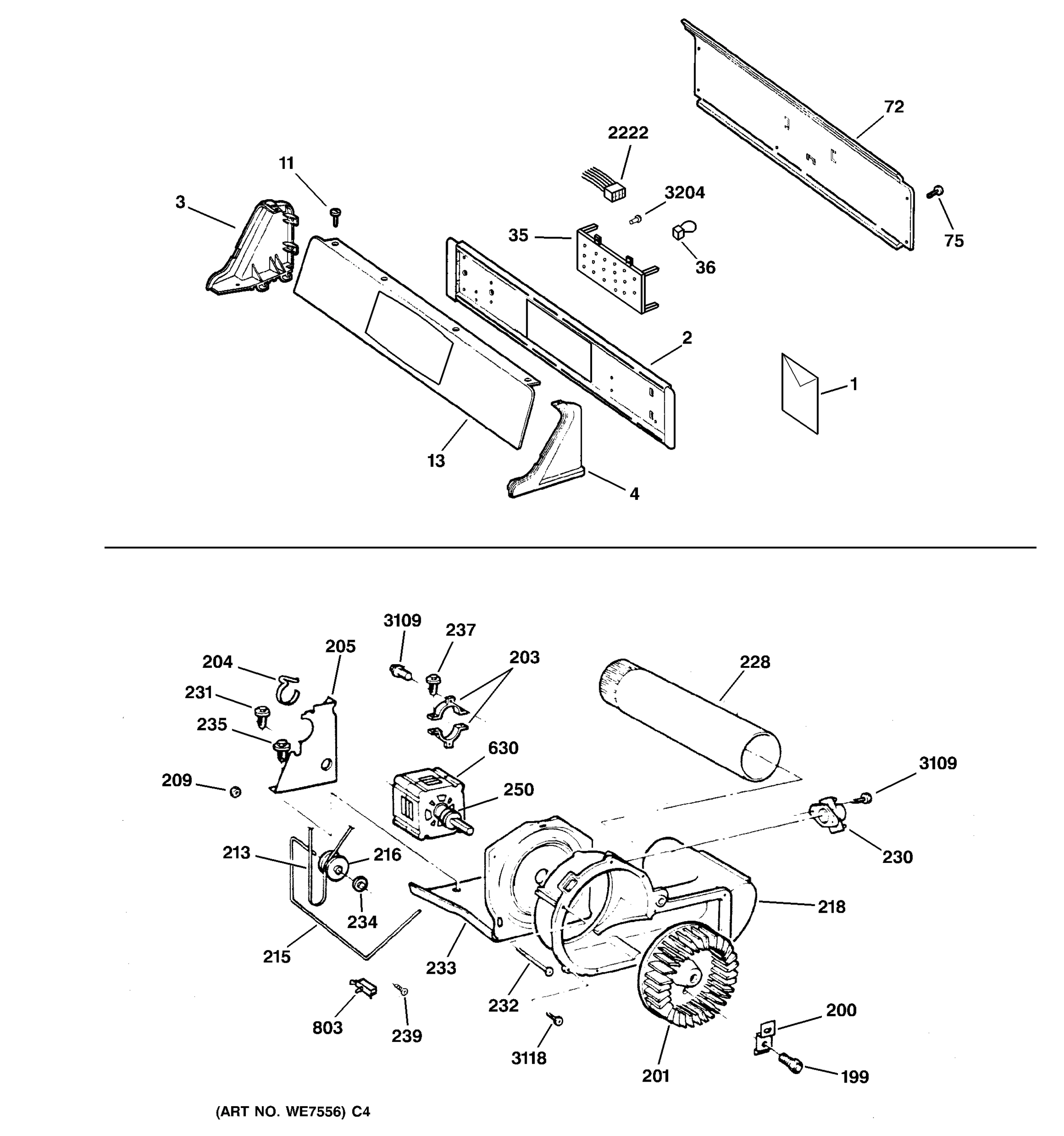 BACKSPLASH, BLOWER & MOTOR ASSEMBLY