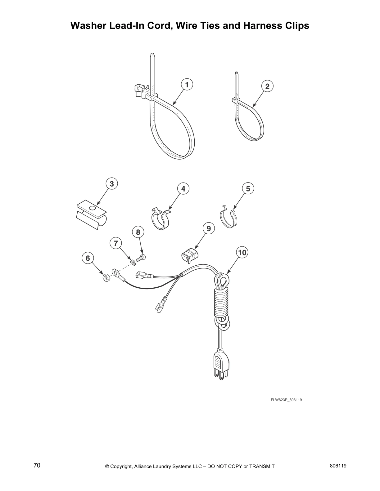 Washer Lead-In Cord, Wire Ties and Harness Clips