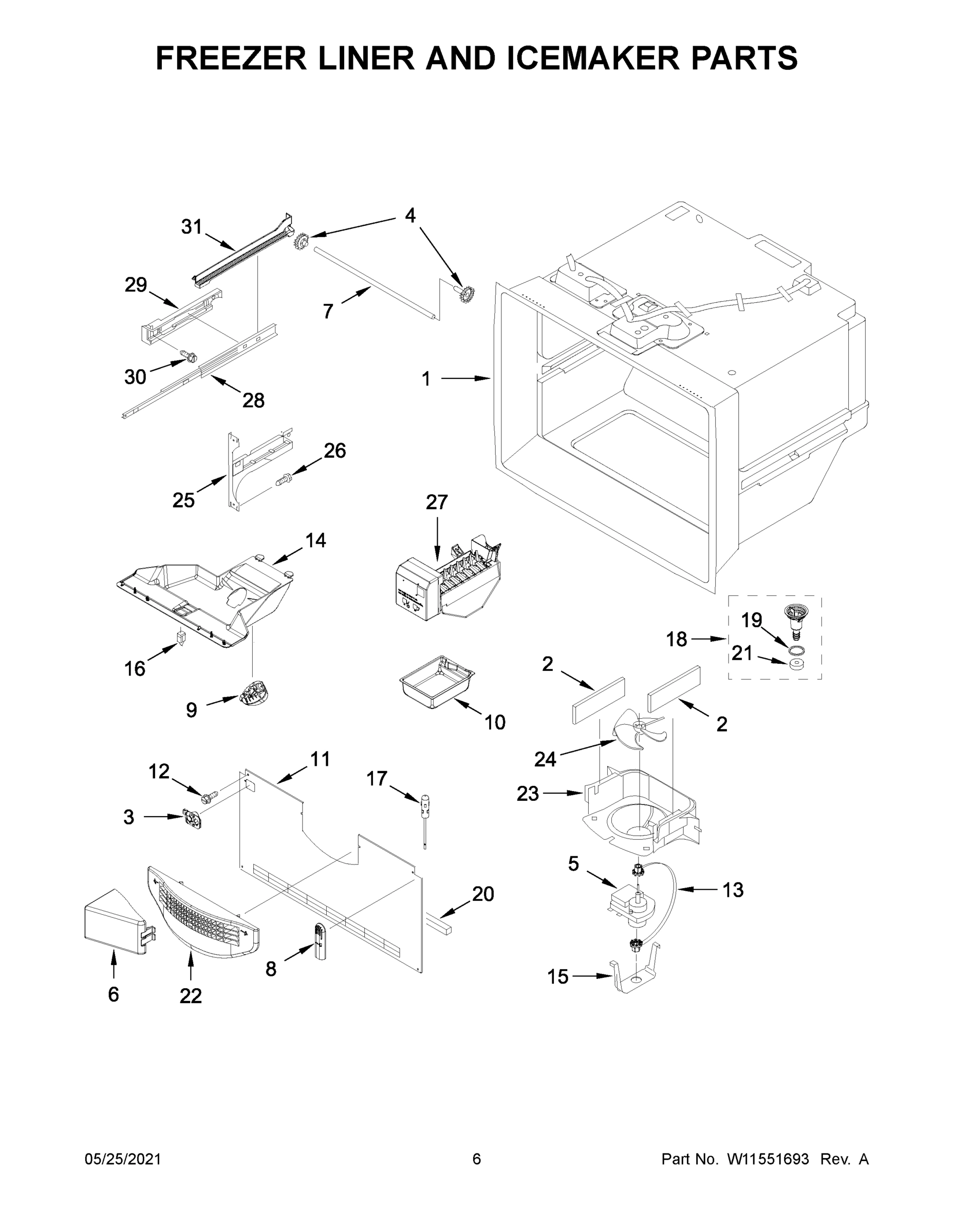 04 - FREEZER LINER AND ICEMAKER PARTS