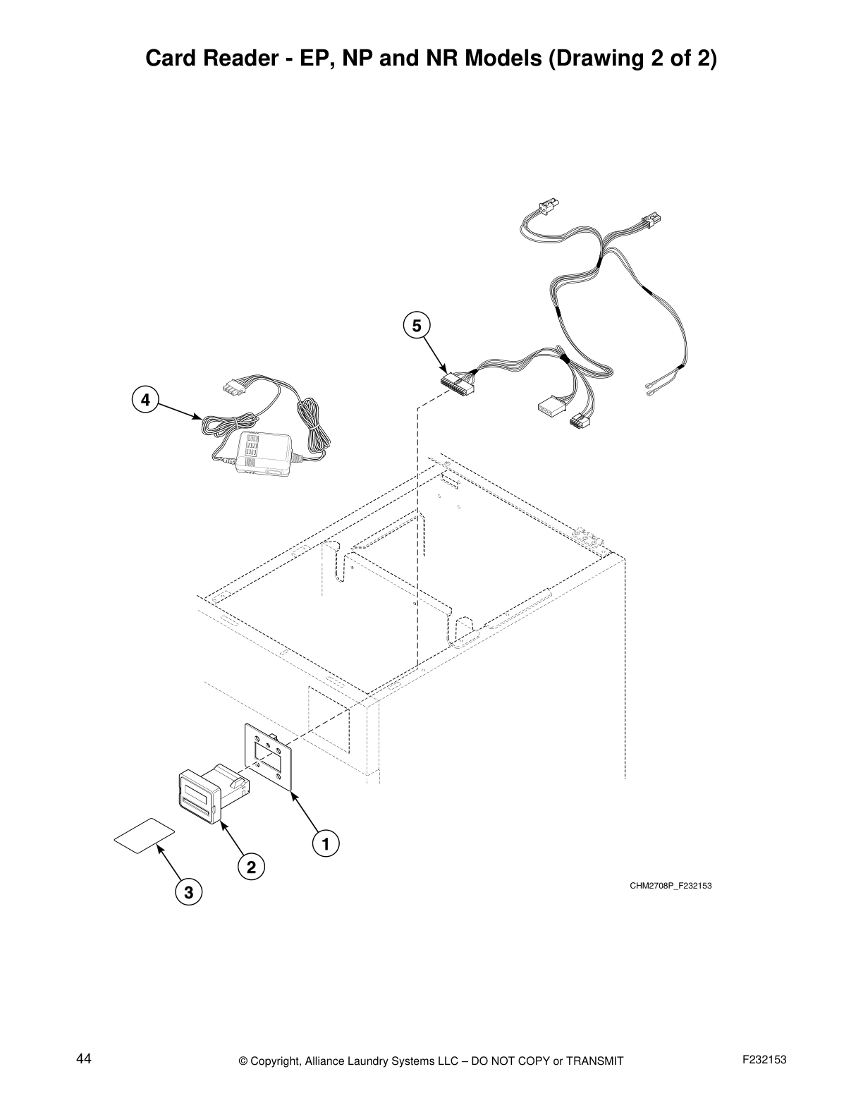 Card Reader - EP, NP and NR Models (Drawing 2 of 2)