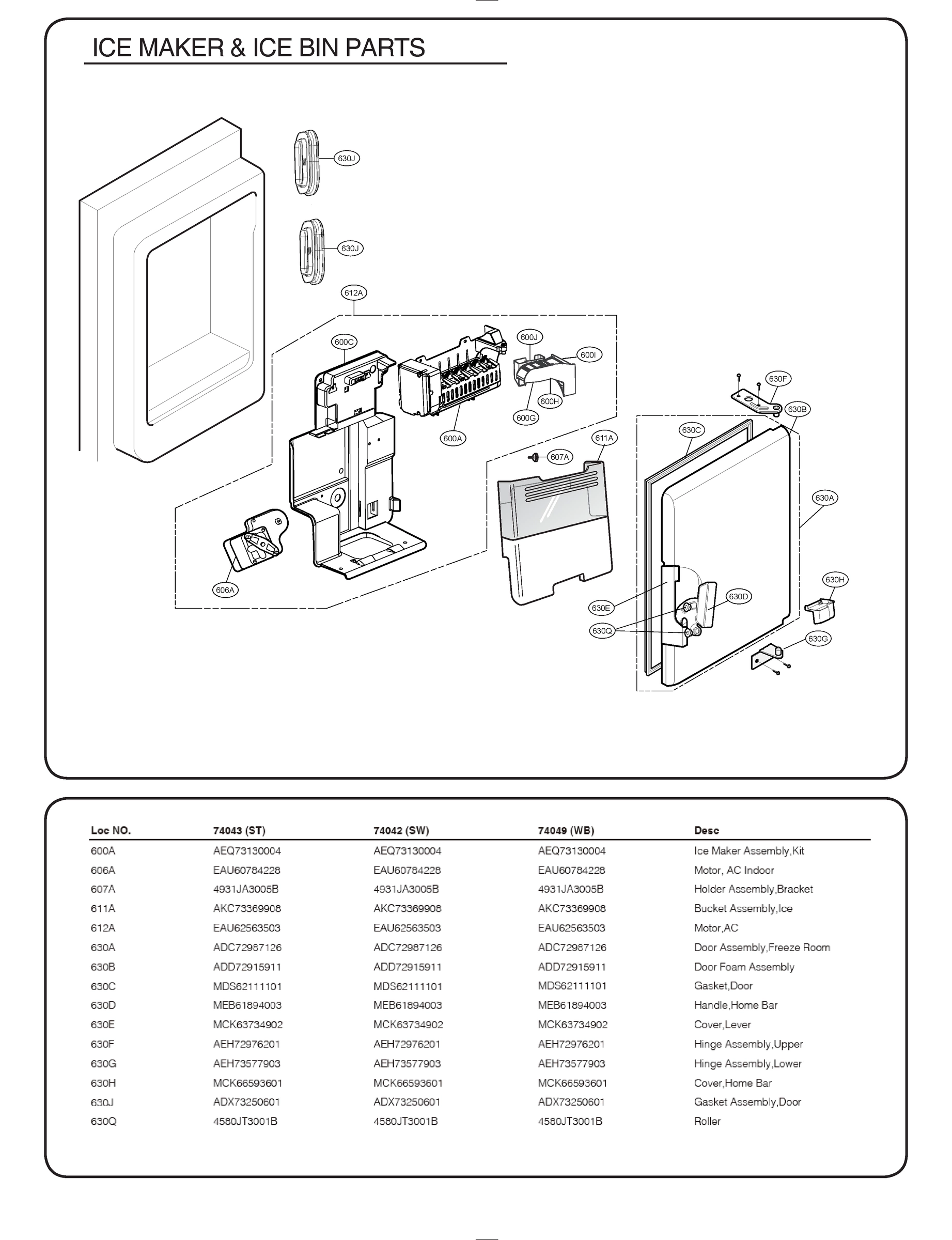 ICE MAKER & ICE BIN PARTS