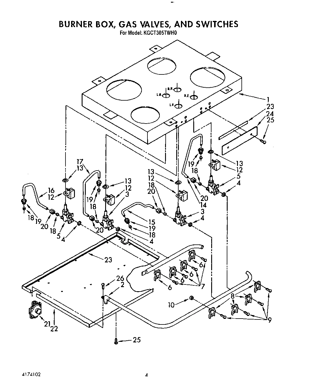 03 - BURNER BOX, GAS VALVES AND SWITCHES
