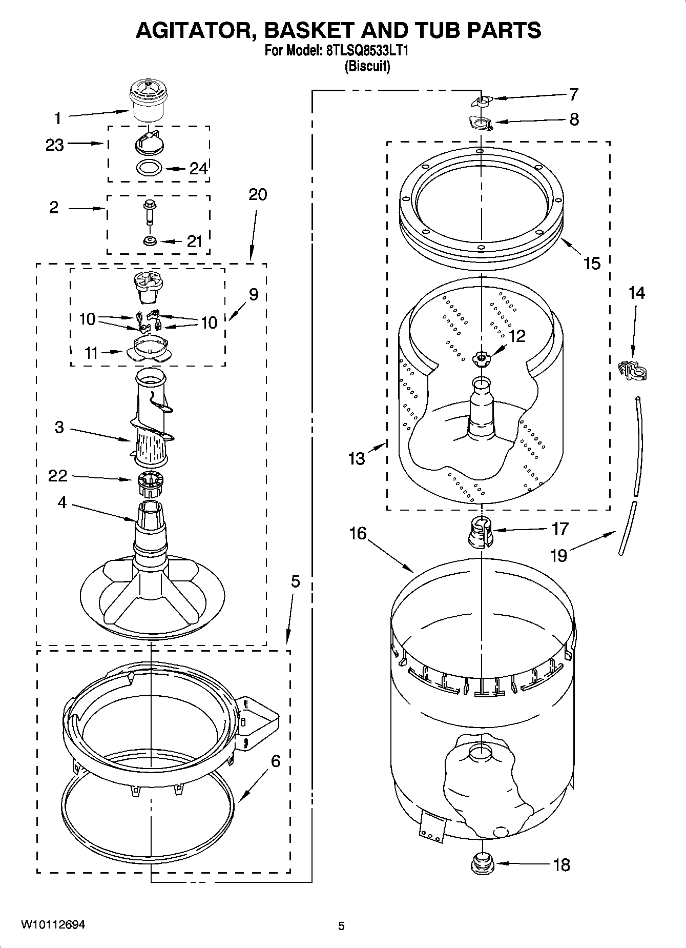 03 - AGITATOR, BASKET AND TUB PARTS