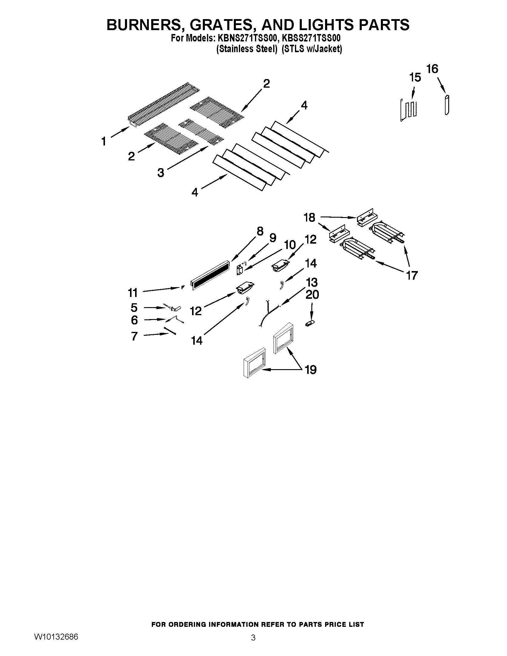 02 - BURNERS, GRATES, AND LIGHTS PARTS