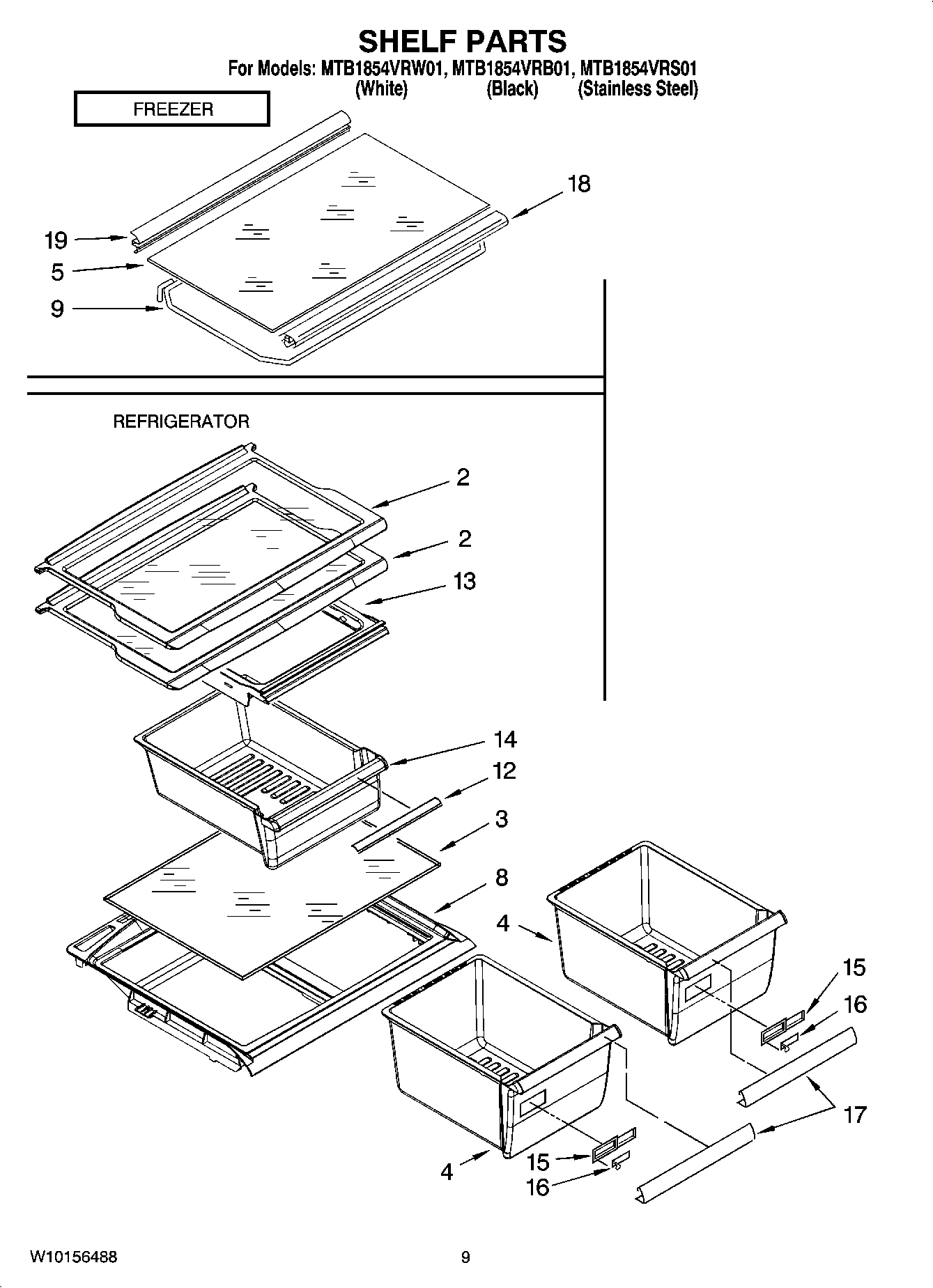 05 - SHELF PARTS, OPTIONAL PARTS (NOT INCLUDED)