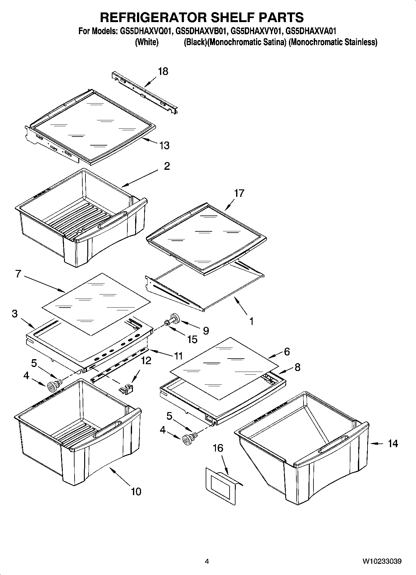 03 - REFRIGERATOR SHELF PARTS