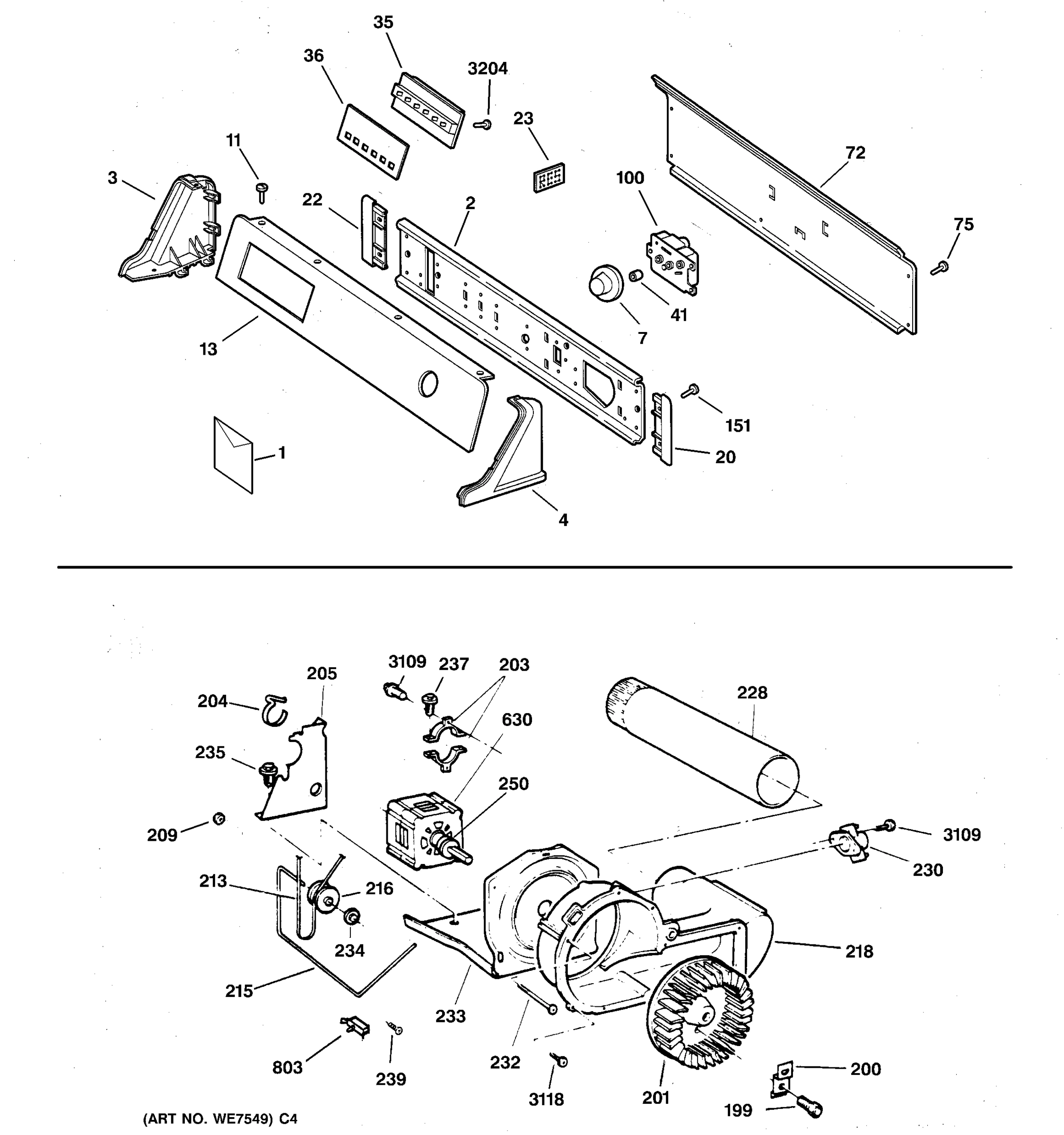 BACKSPLASH, BLOWER & MOTOR ASSEMBLY