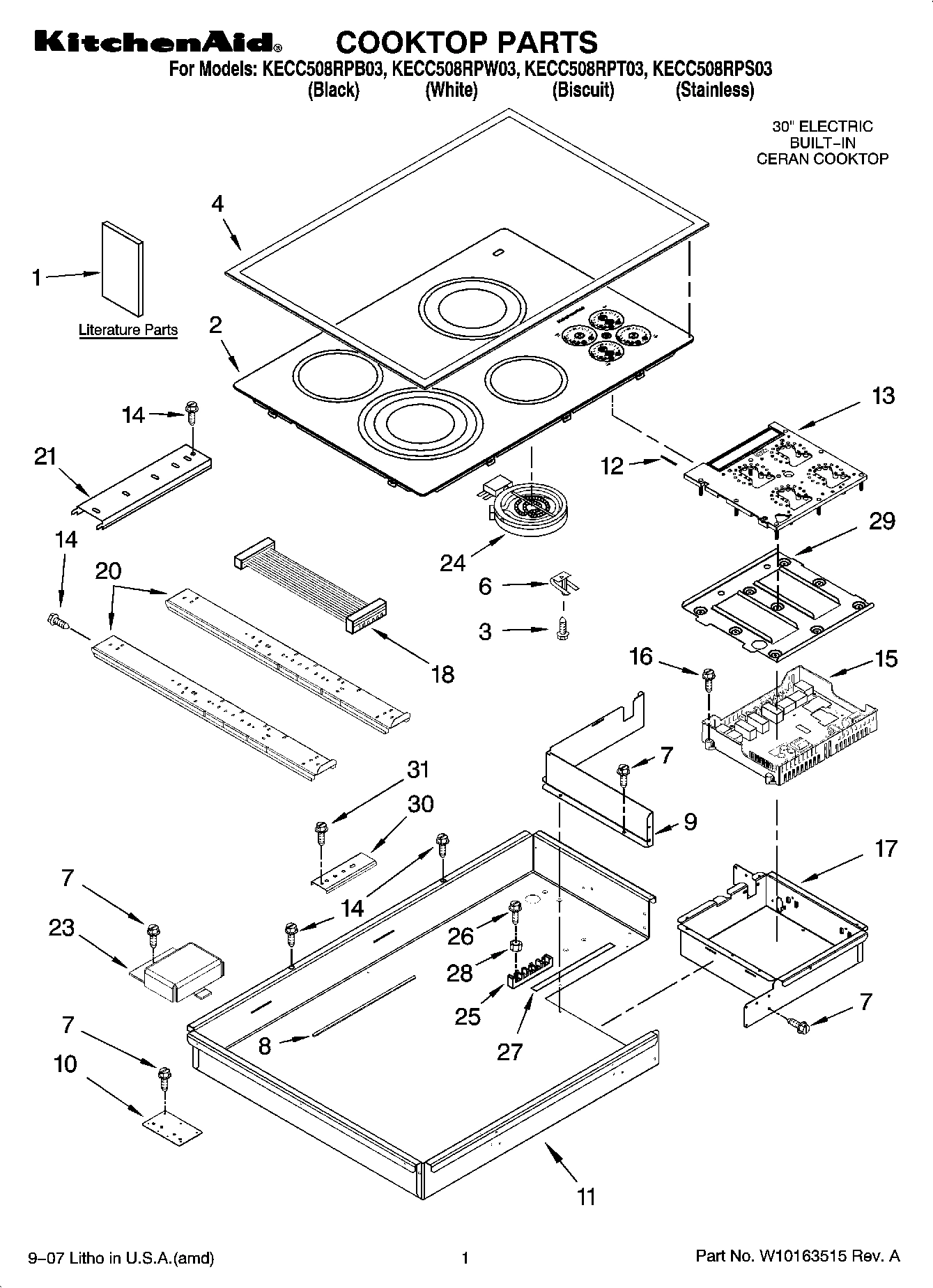 01 - COOKTOP PARTS, OPTIONAL PARTS (NOT INCLUDED)