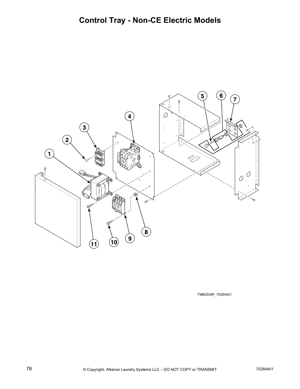 Control Tray - Non-CE Electric Models