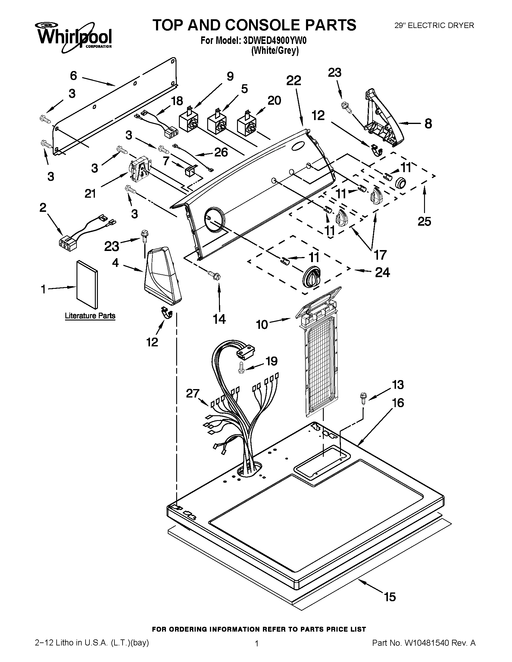 01 - TOP AND CONSOLE PARTS