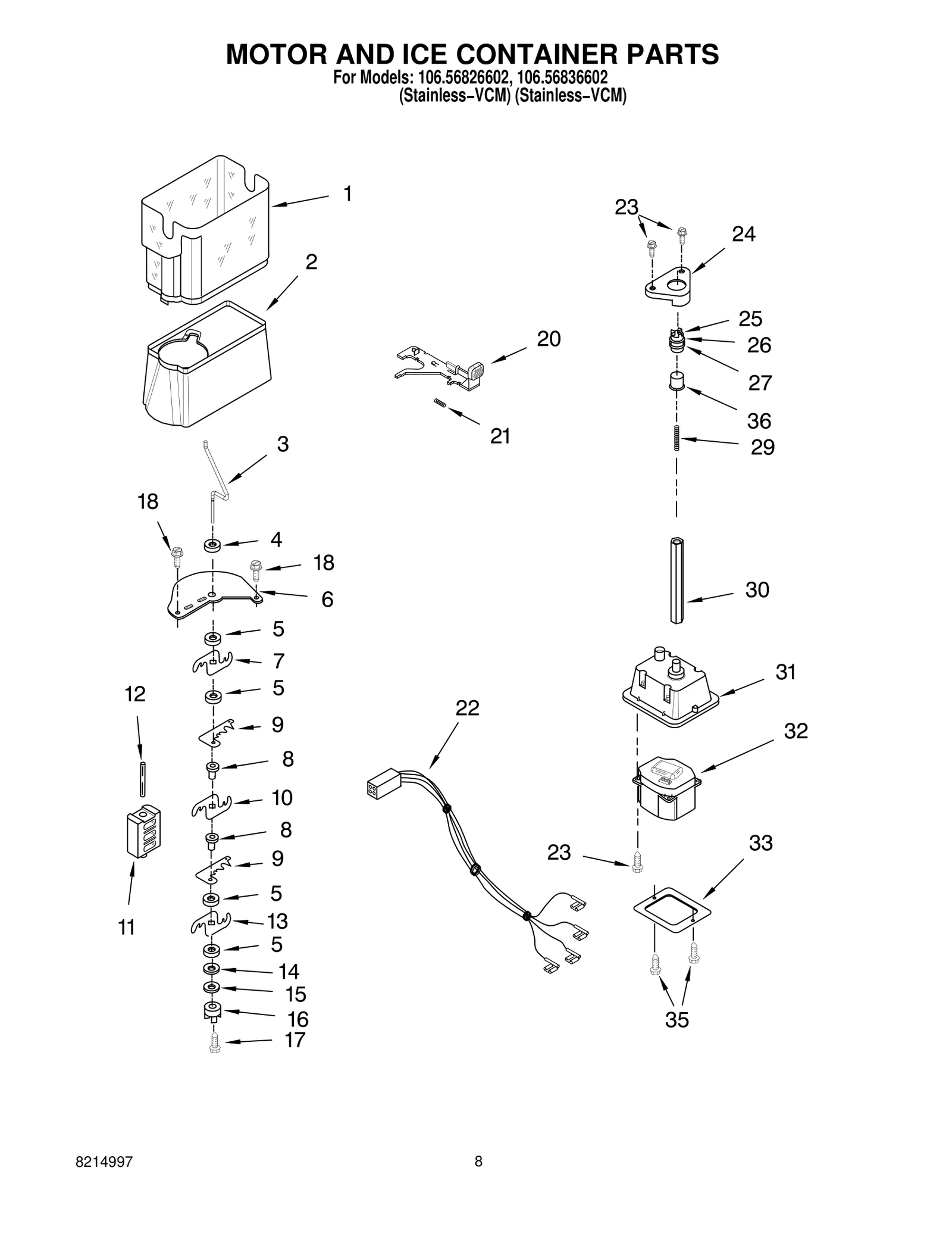 MOTOR AND ICE CONTAINER PARTS