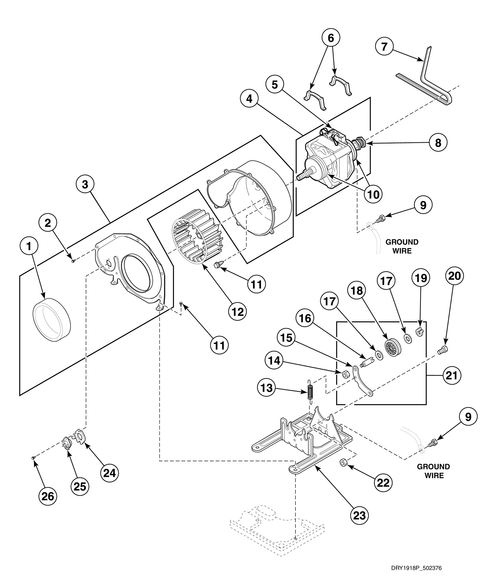 Motor, Exhaust Fan and Belt