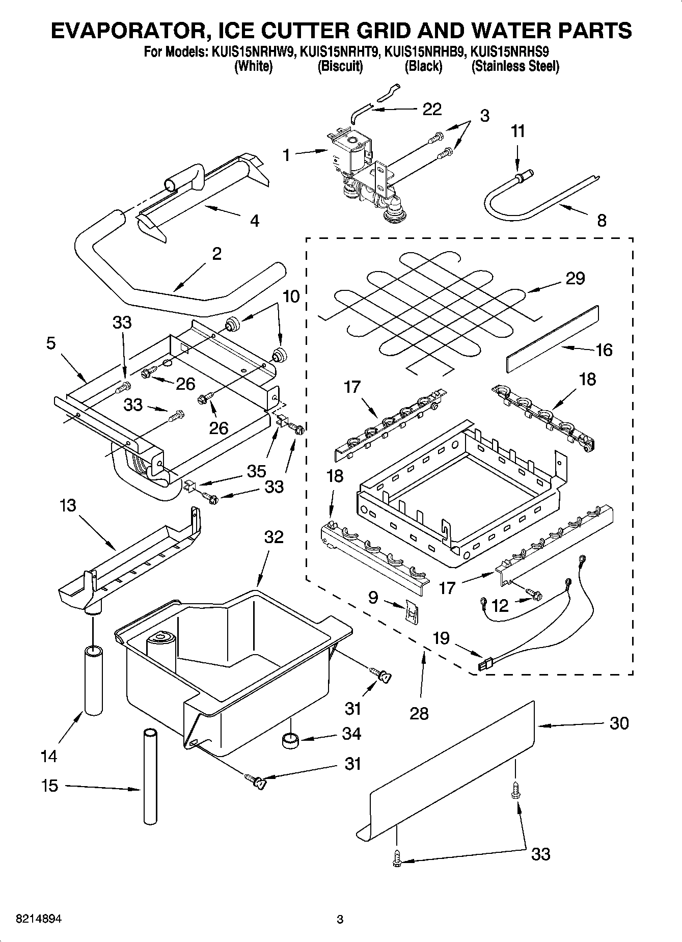 02 - EVAPORATOR, ICE CUTTER GRID AND WATER PARTS
