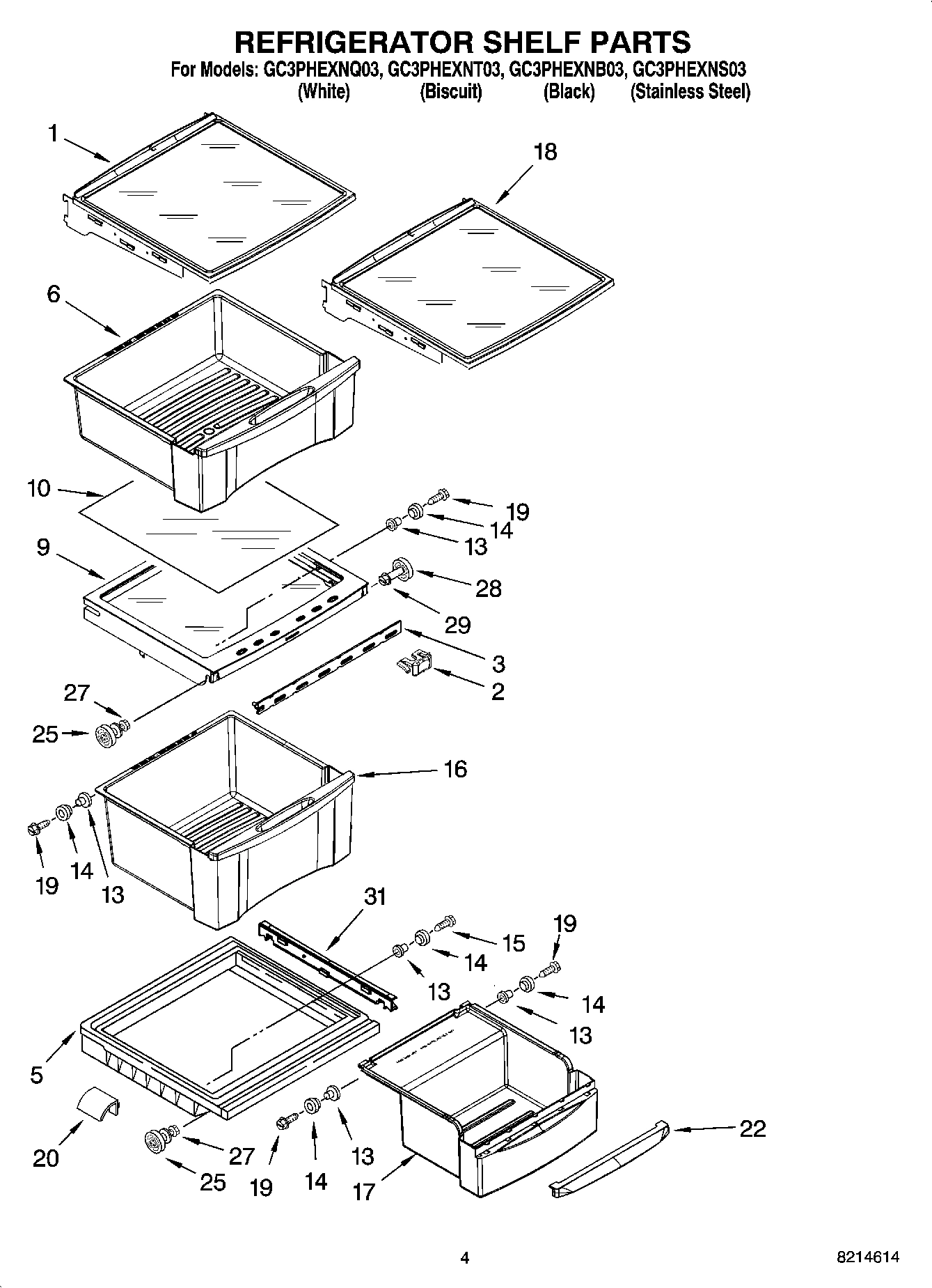 03 - REFRIGERATOR SHELF PARTS