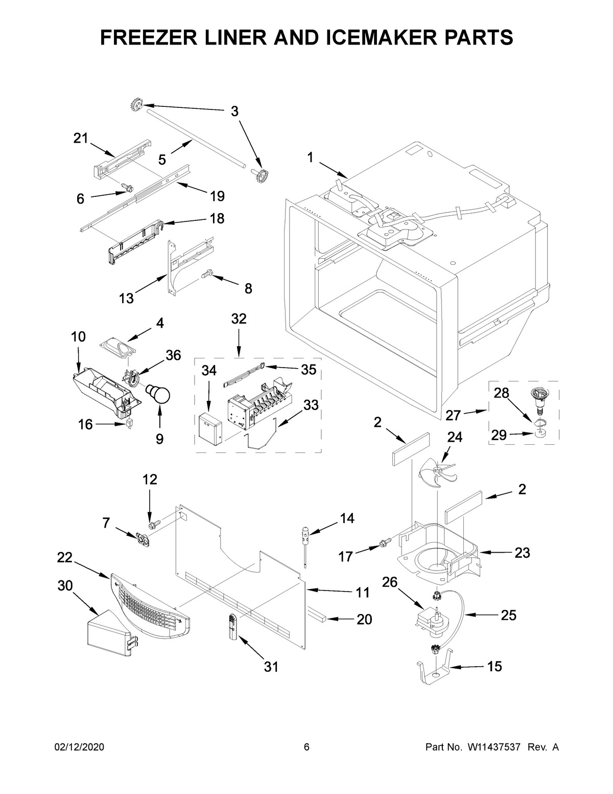 04 - FREEZER LINER AND ICEMAKER PARTS