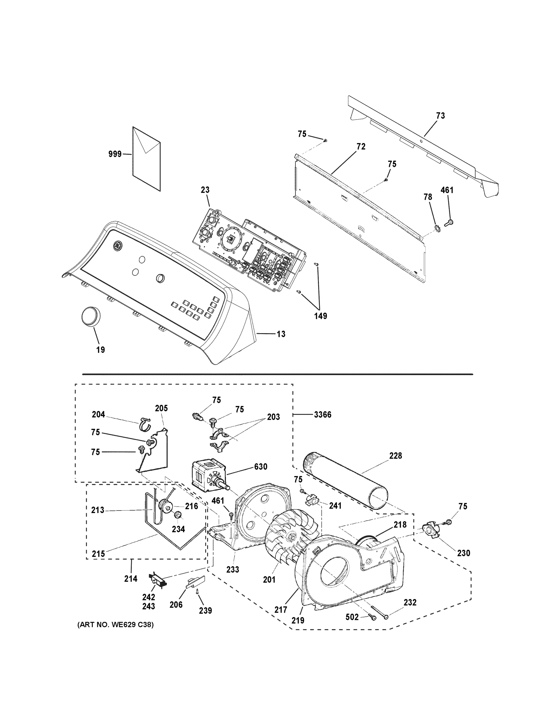 BACKSPLASH, BLOWER & MOTOR ASSEMBLY
