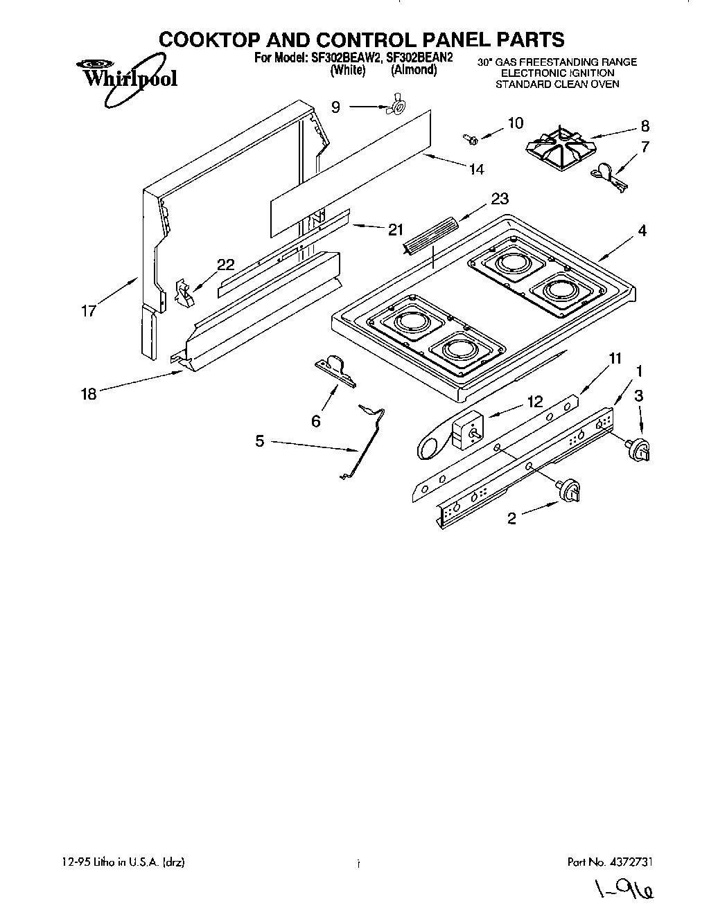 01 - COOKTOP AND CONTROL PANEL, LITERATURE