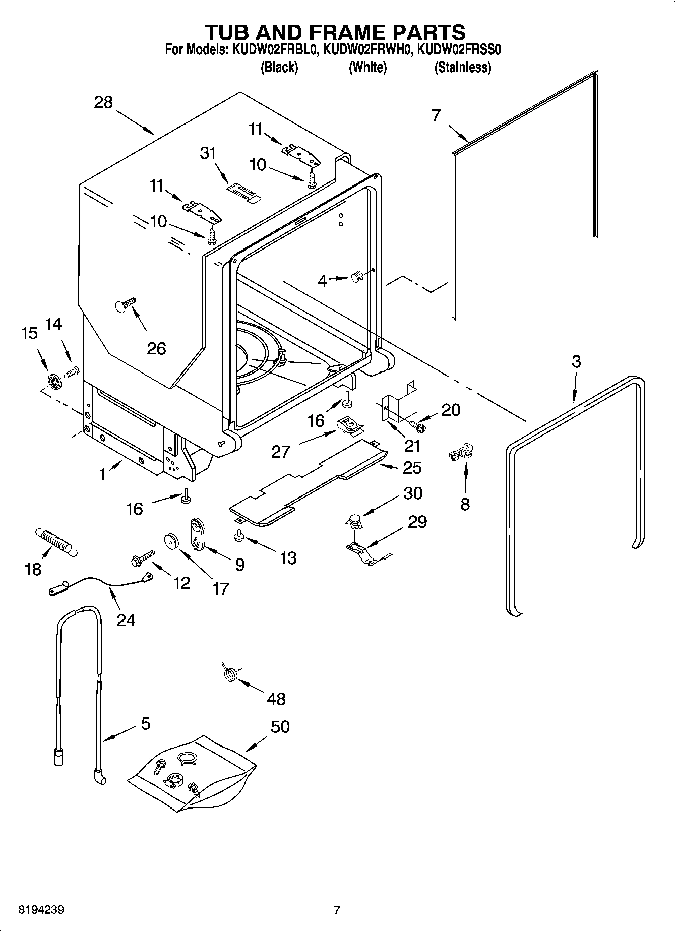 07 - TUB AND FRAME PARTS