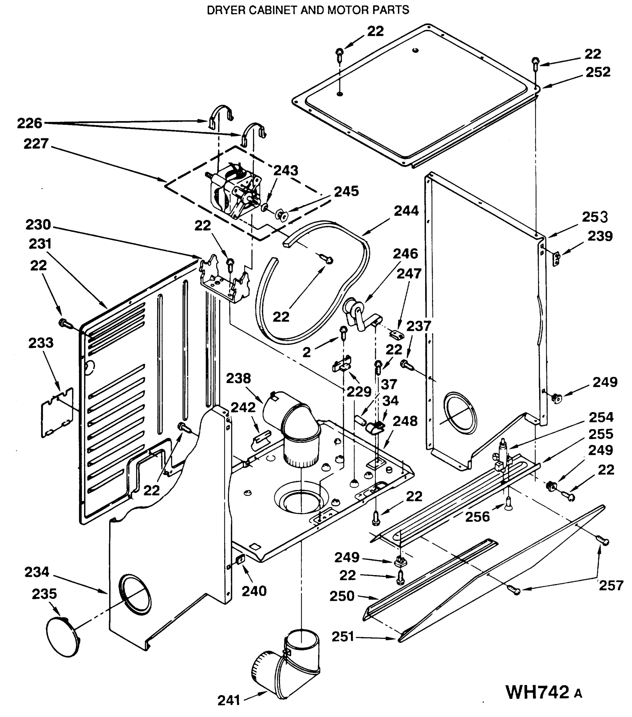 DRYER CABINET AND MOTOR PARTS