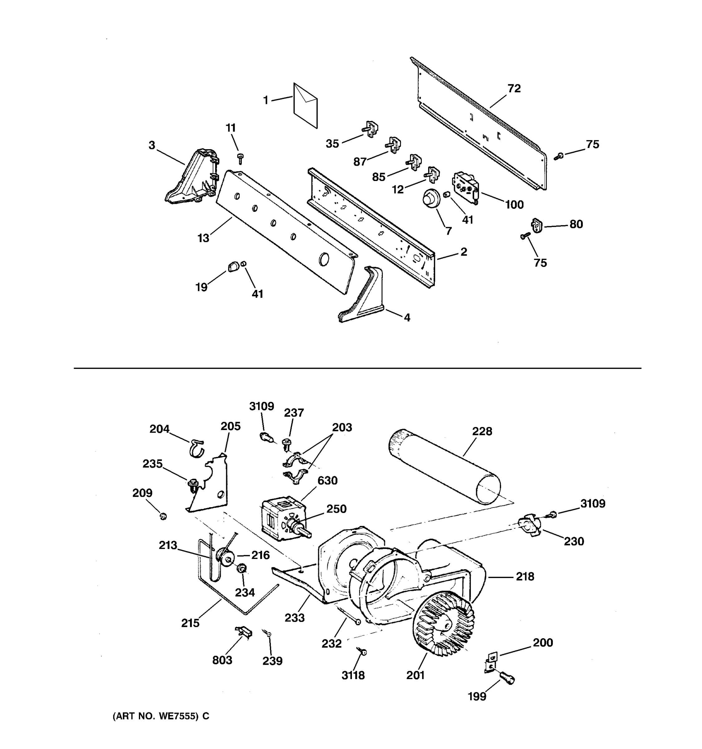 BACKSPLASH, BLOWER & MOTOR