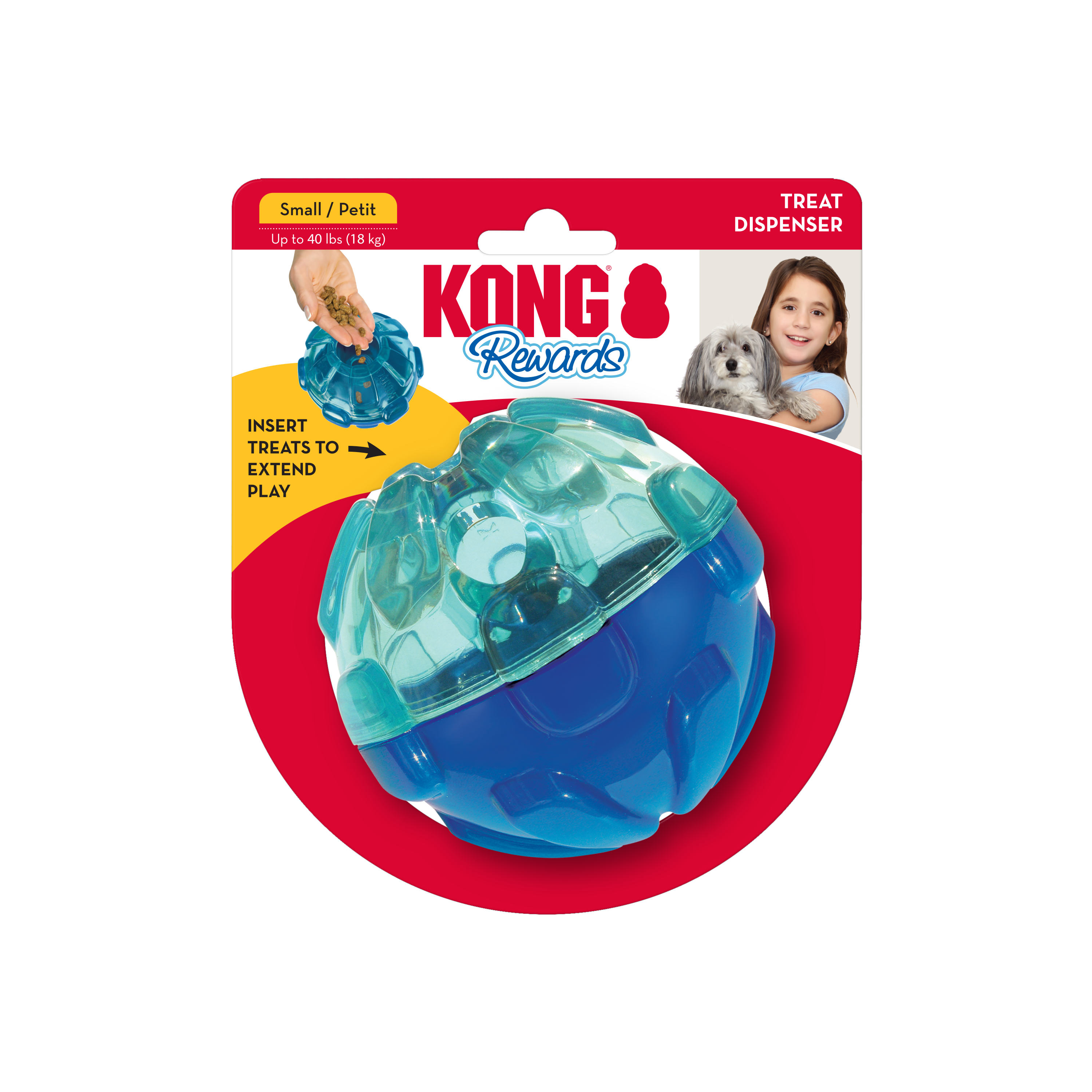 KONG Rewards Wally Dog Treat Dispenser Toy Blue/Red Medium/Large  035585498270