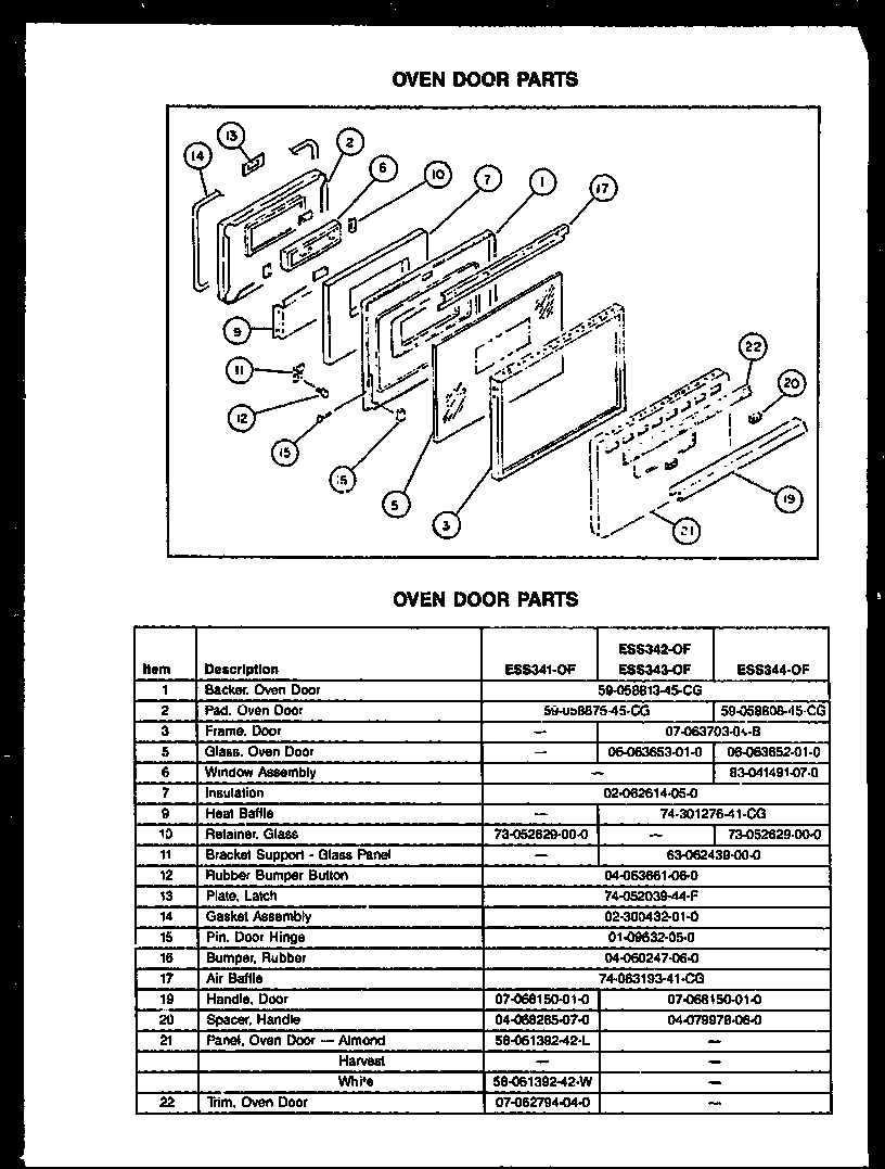04 - OVEN DOOR PARTS