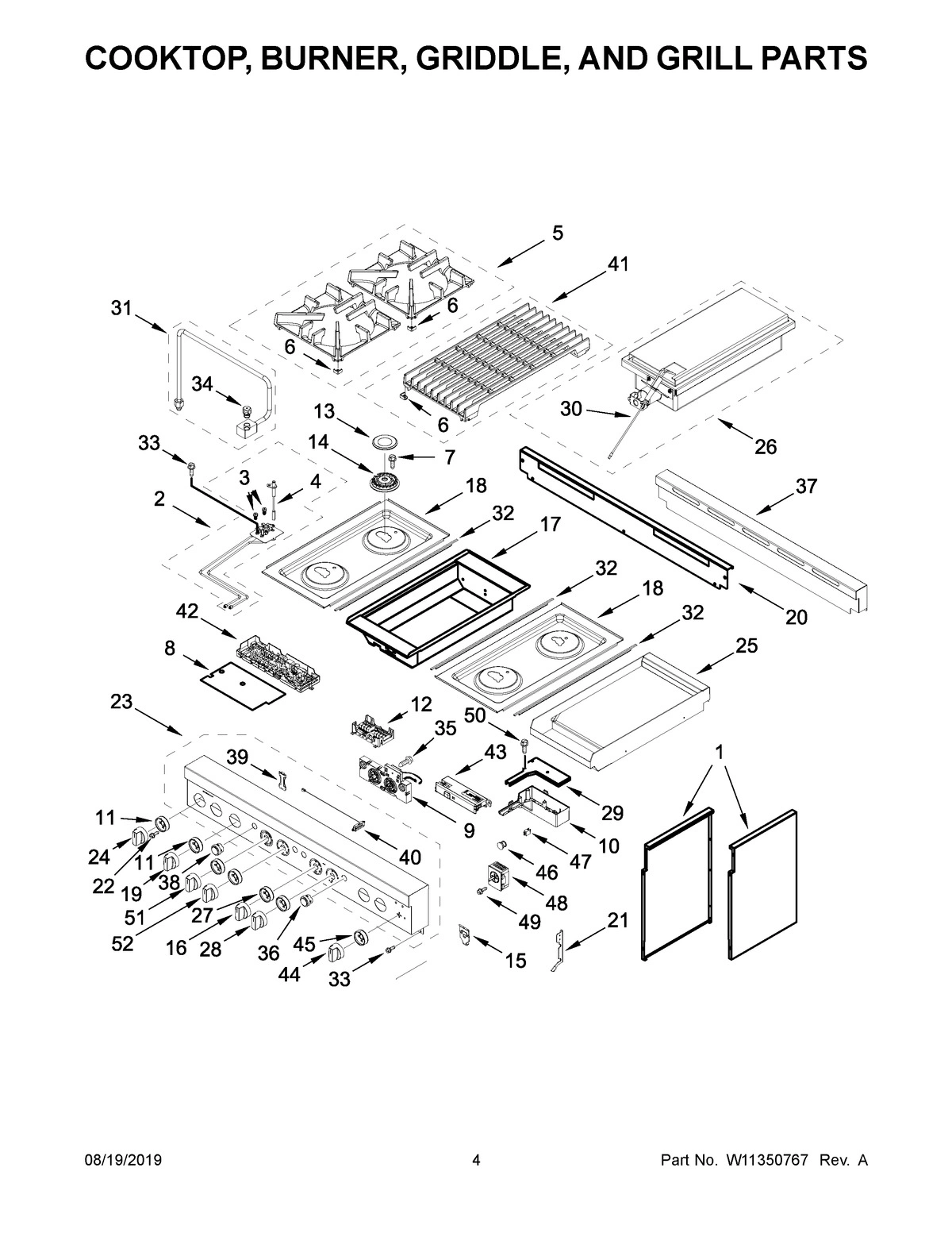 03 - COOKTOP, BURNER, GRIDDLE, AND GRILL PARTS