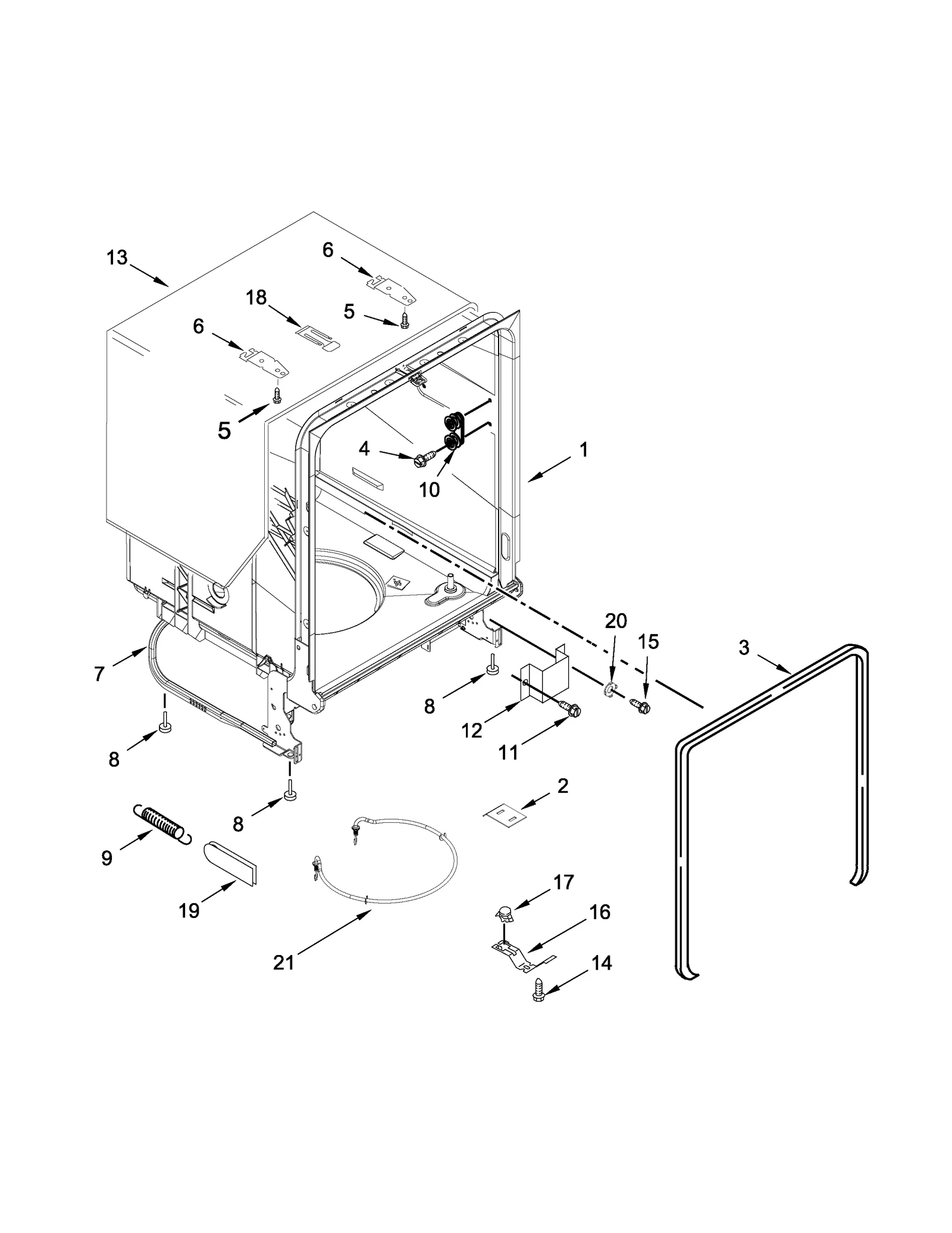 TUB AND FRAME PARTS