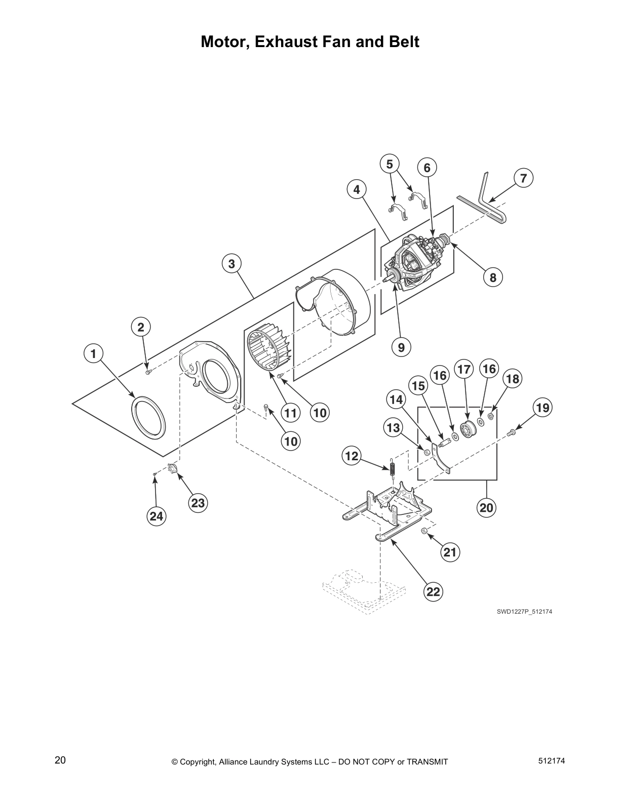 Motor, Exhaust Fan and Belt