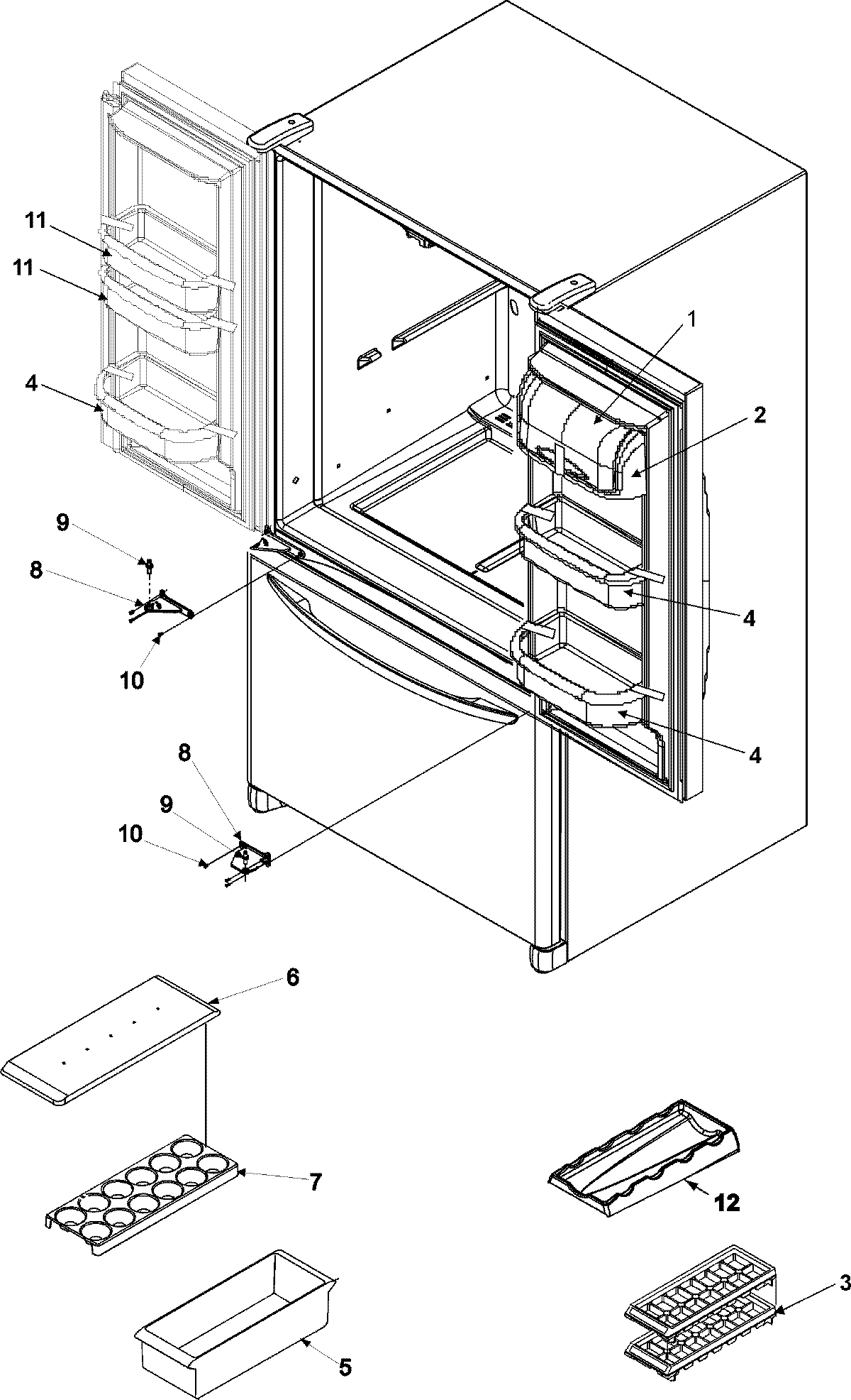 11 - REF DR STORAGE & CENTER HINGES