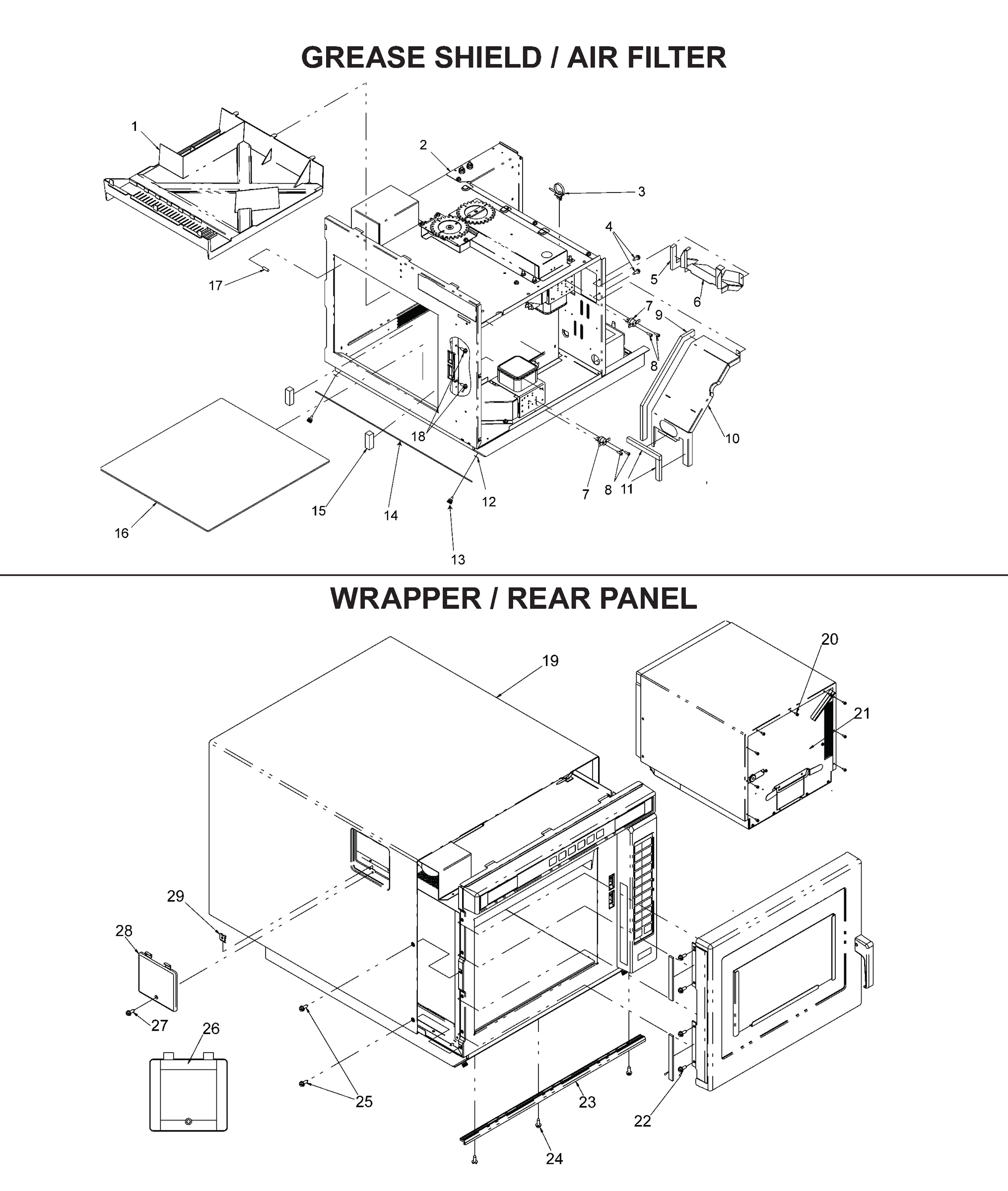 GREASE SHIELD, AIR FILTER, WRAPPER, REAR PANEL