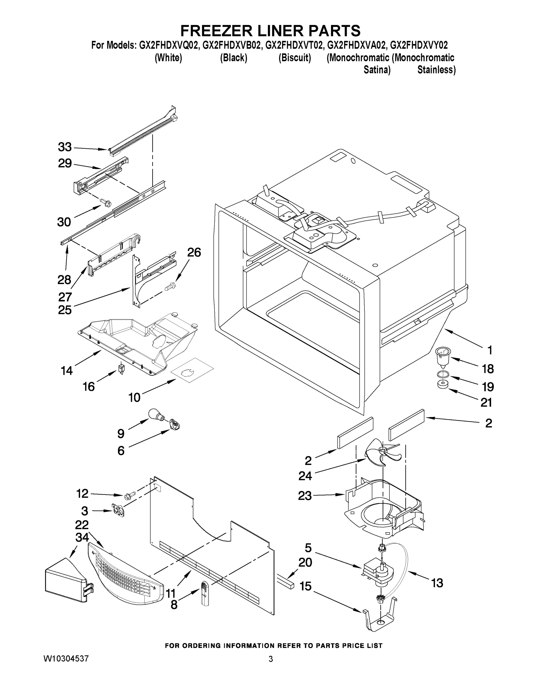 02 - FREEZER LINER PARTS