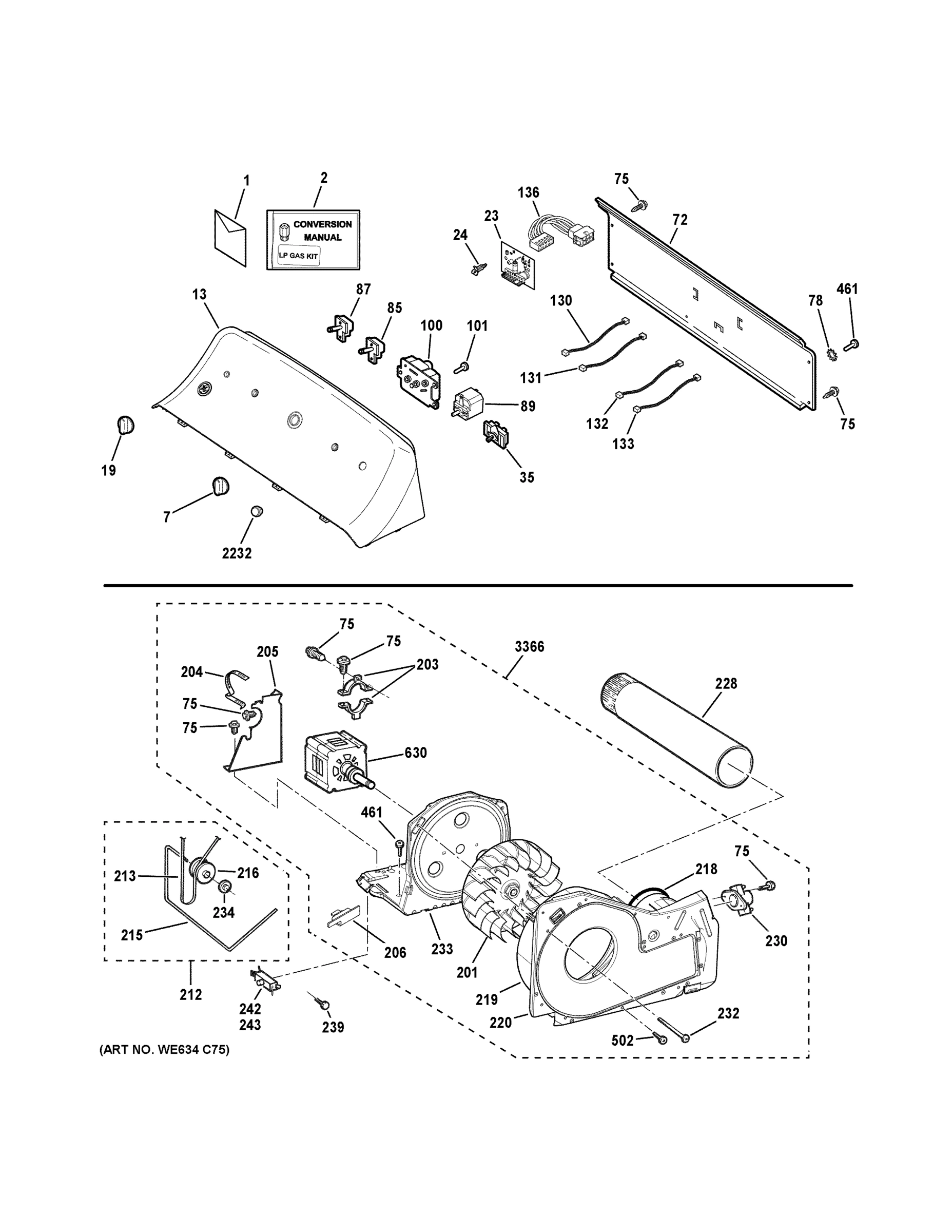 BACKSPLASH, BLOWER & MOTOR ASSEMBLY