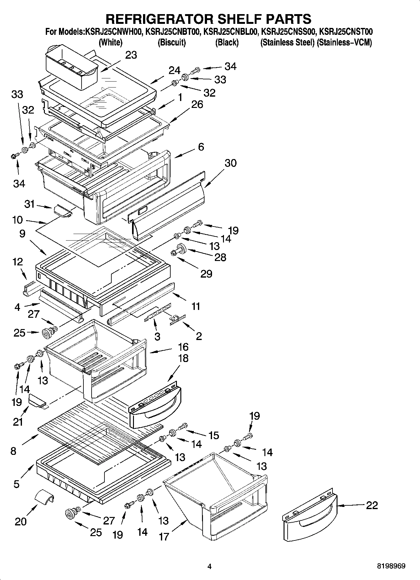 03 - REFRIGERATOR SHELF PARTS