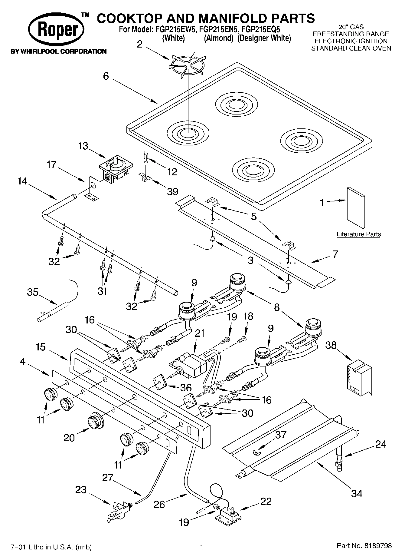 01 - COOKTOP AND MANIFOLD, LITERATURE