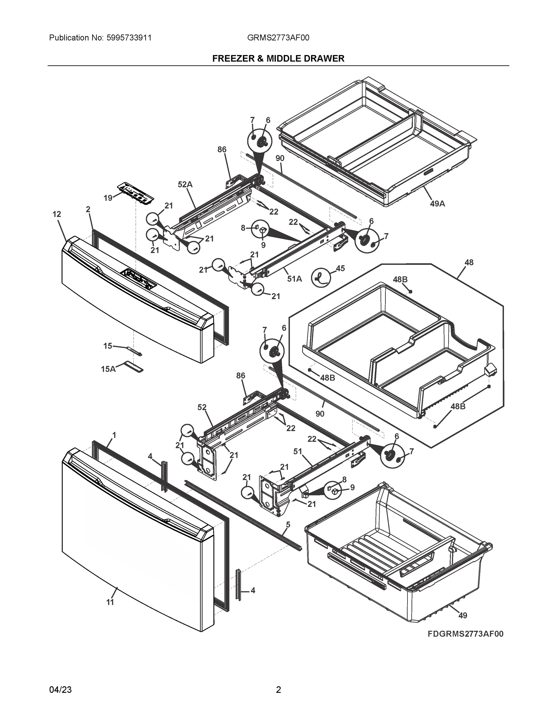 02 - FREEZER & MIDDLE DRAWER