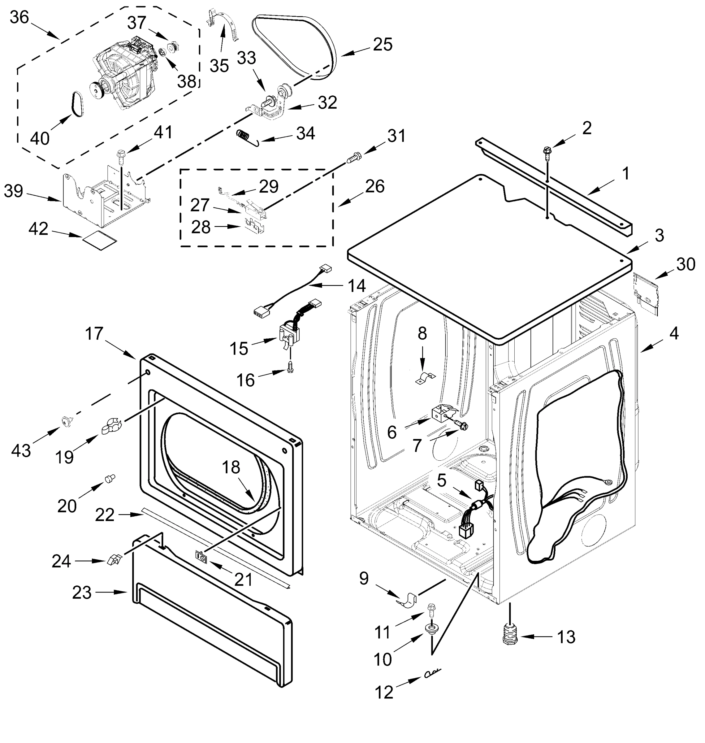 UPPER CABINET AND FRONT PANEL PARTS