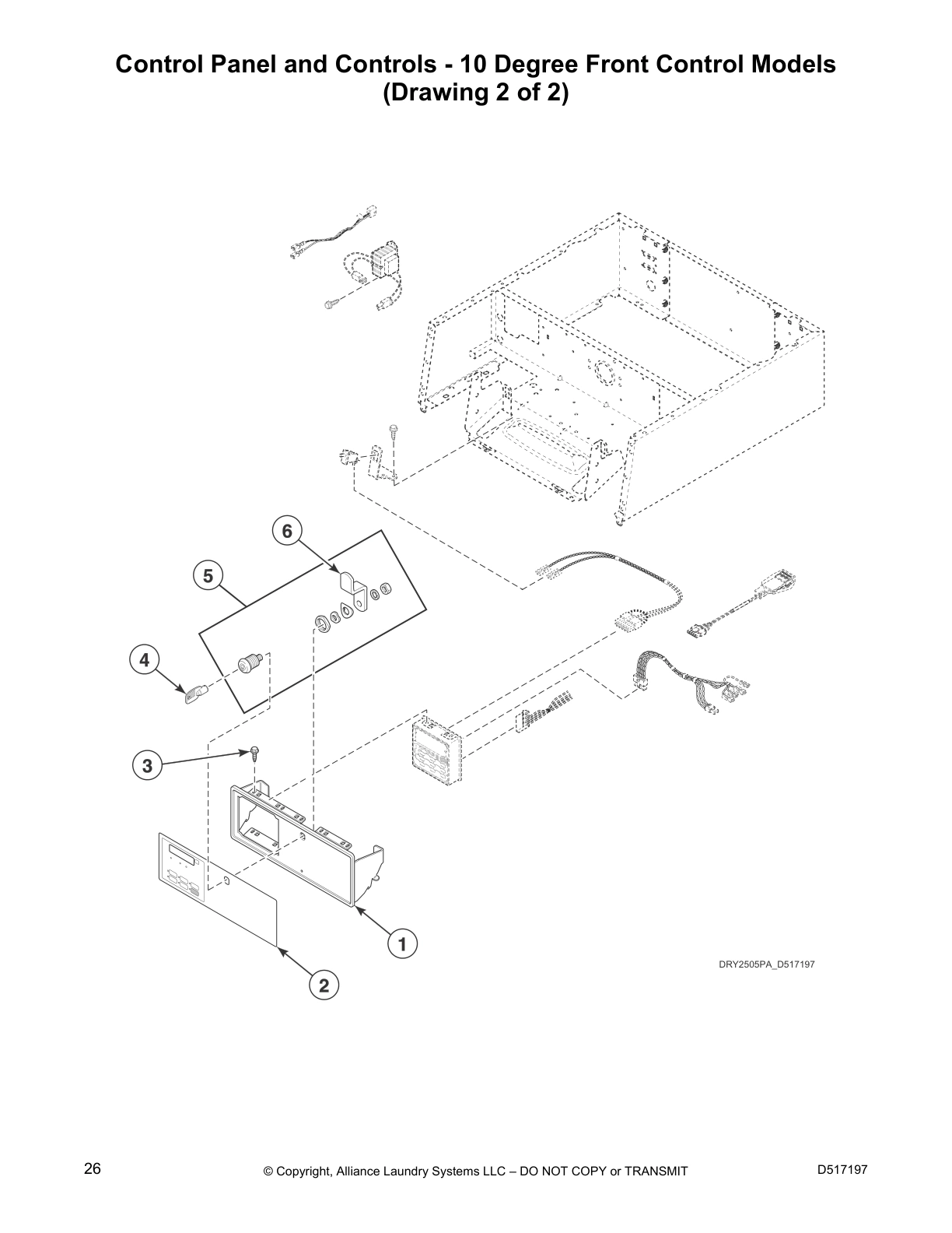 Control Panel and Controls - 10 Degree Front Control Models
(Drawing 2 of 2)