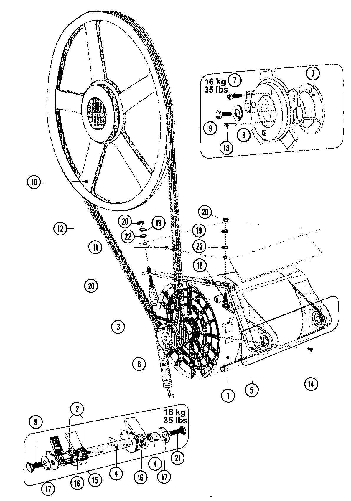 21 - MOTOR & BASKET PULLEY (SERIES 11)