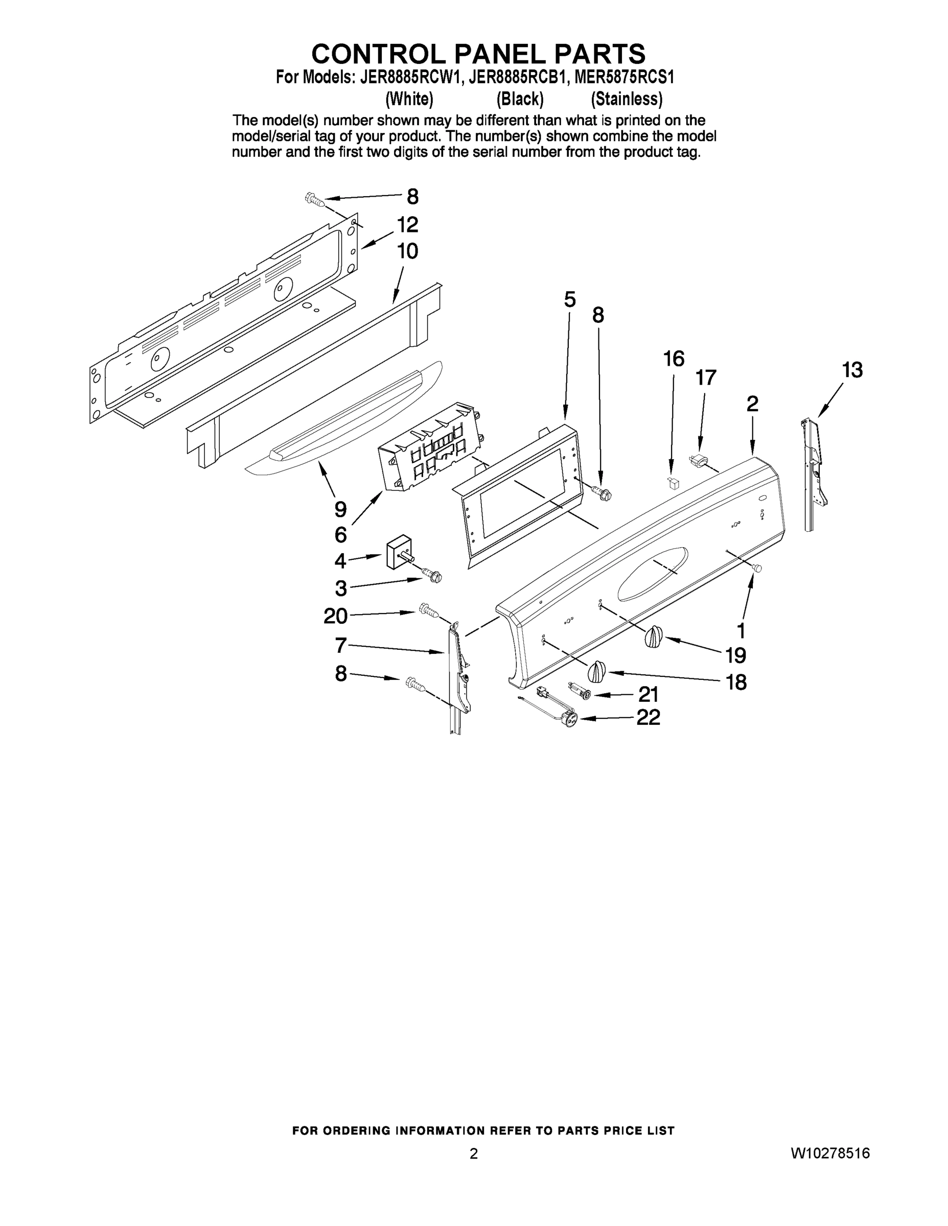 02 - CONTROL PANEL PARTS