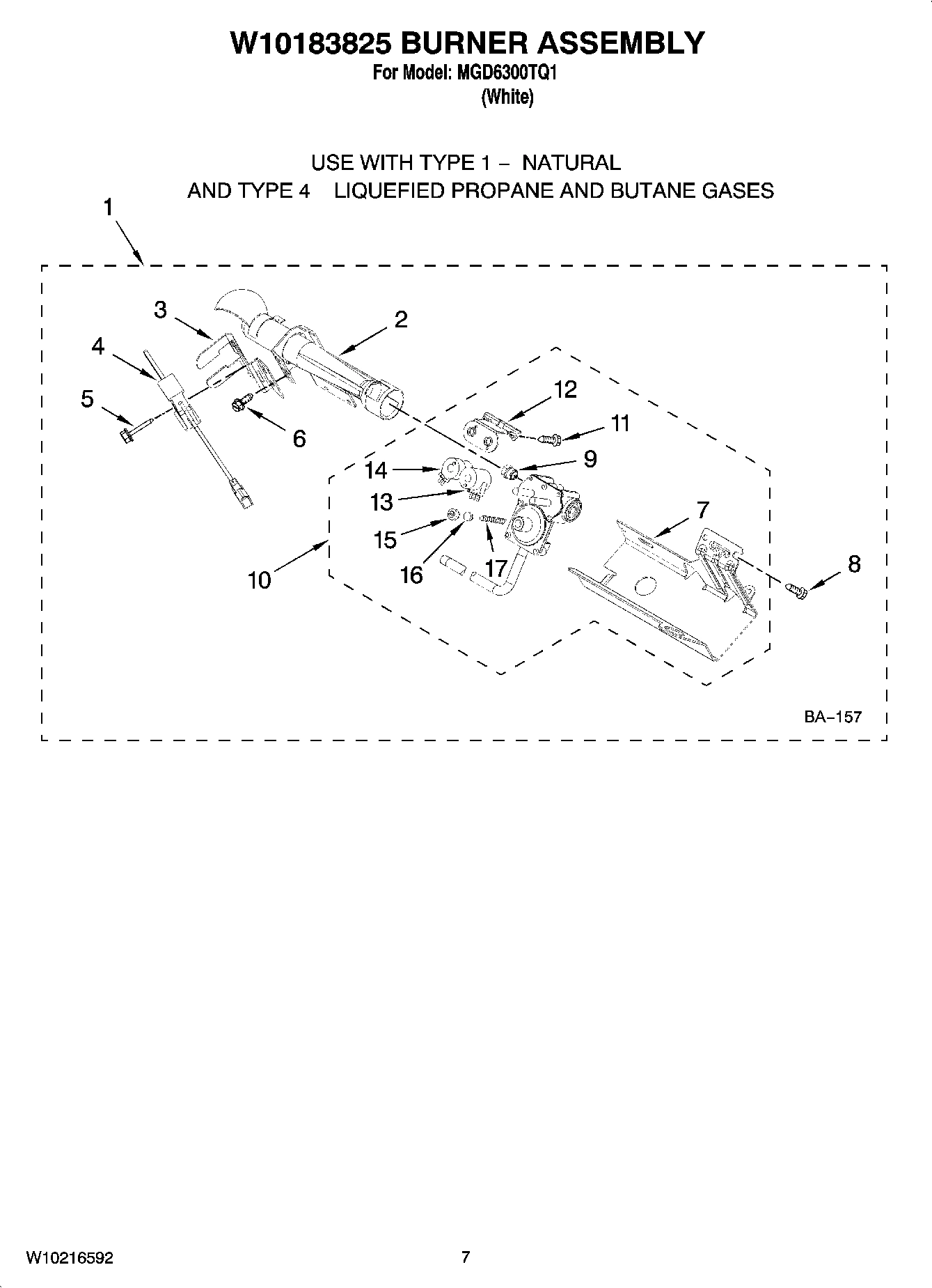 04 - W10183825 BURNER ASSEMBLY, OPTIONAL PARTS (NOT INCLUDED)