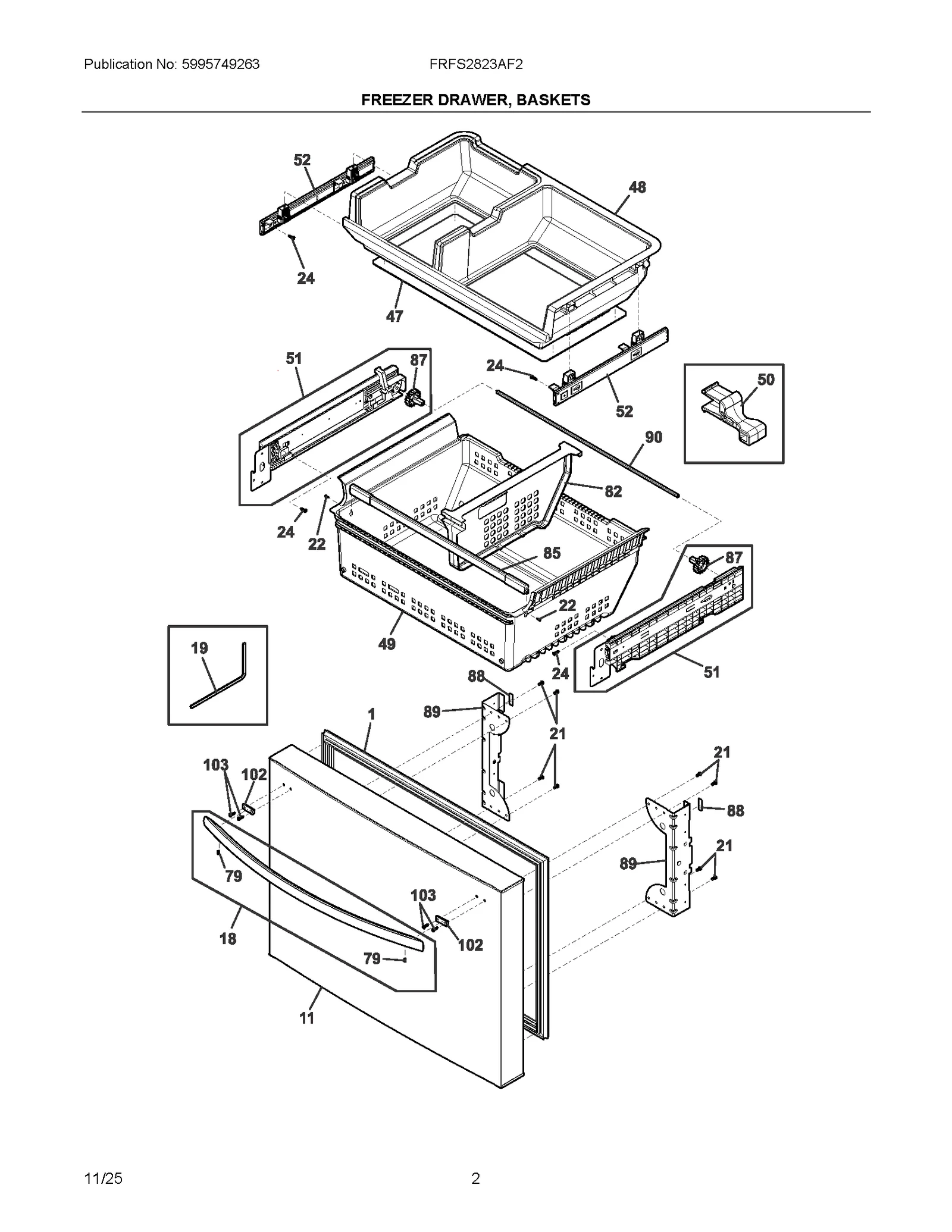 FREEZER DRAWER, BASKETS