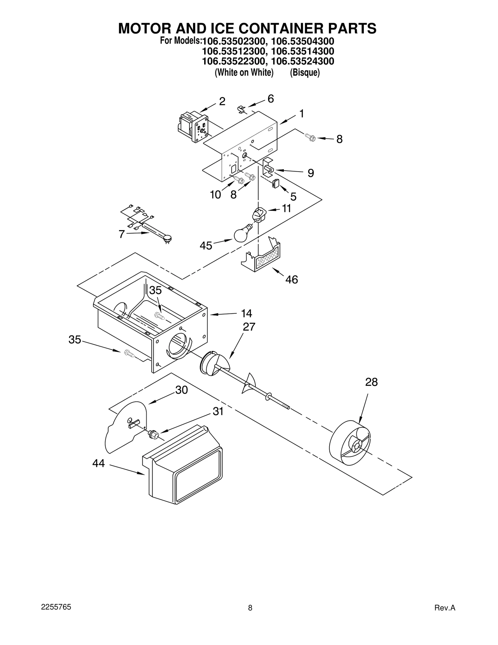 MOTOR AND ICE CONTAINER PARTS