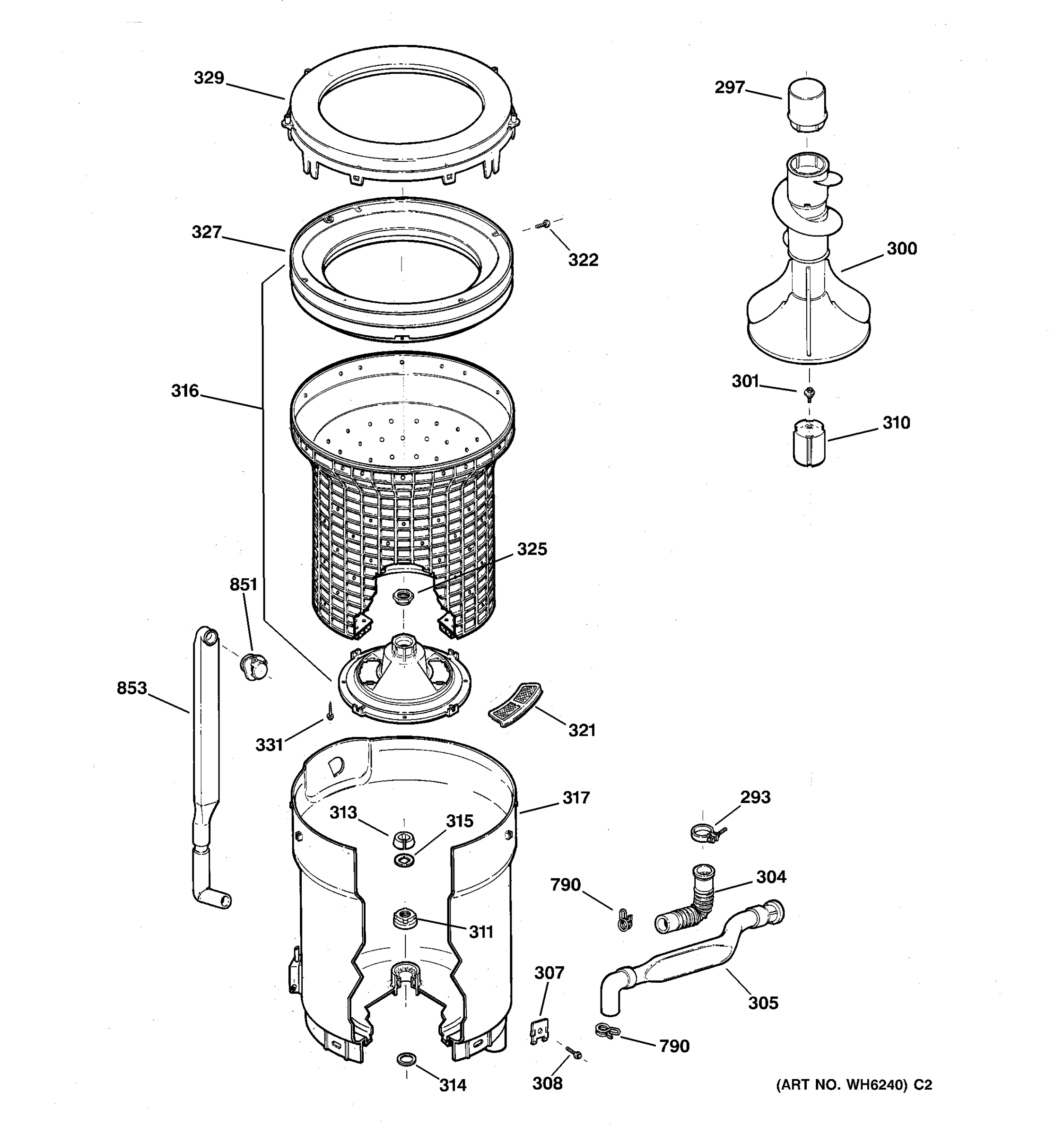 TUB, BASKET & AGITATOR