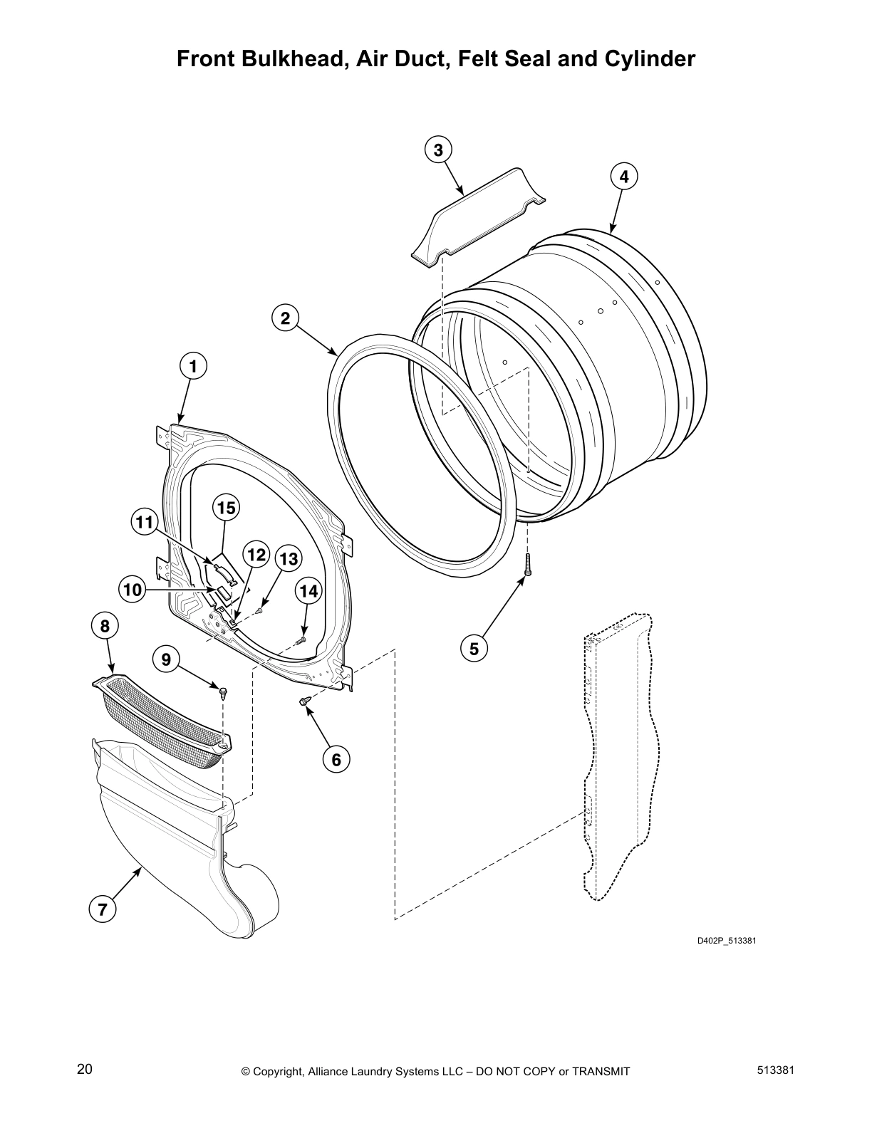 Front Bulkhead, Air Duct, Felt Seal and Cylinder