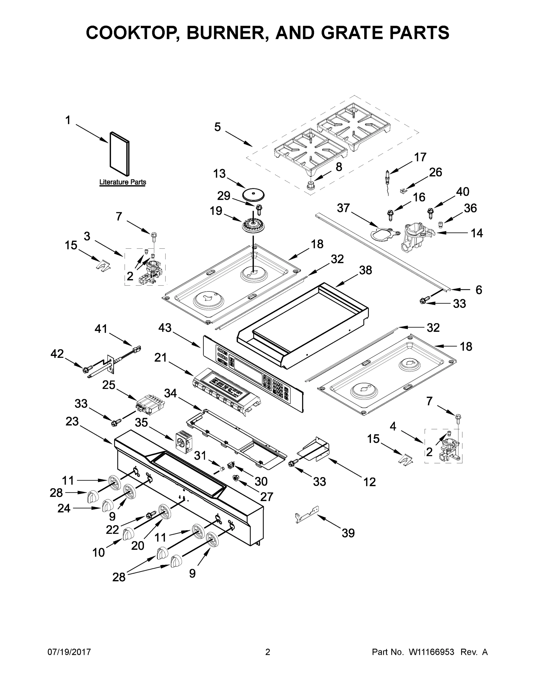 02 - COOKTOP, BURNER, AND GRATE PARTS
