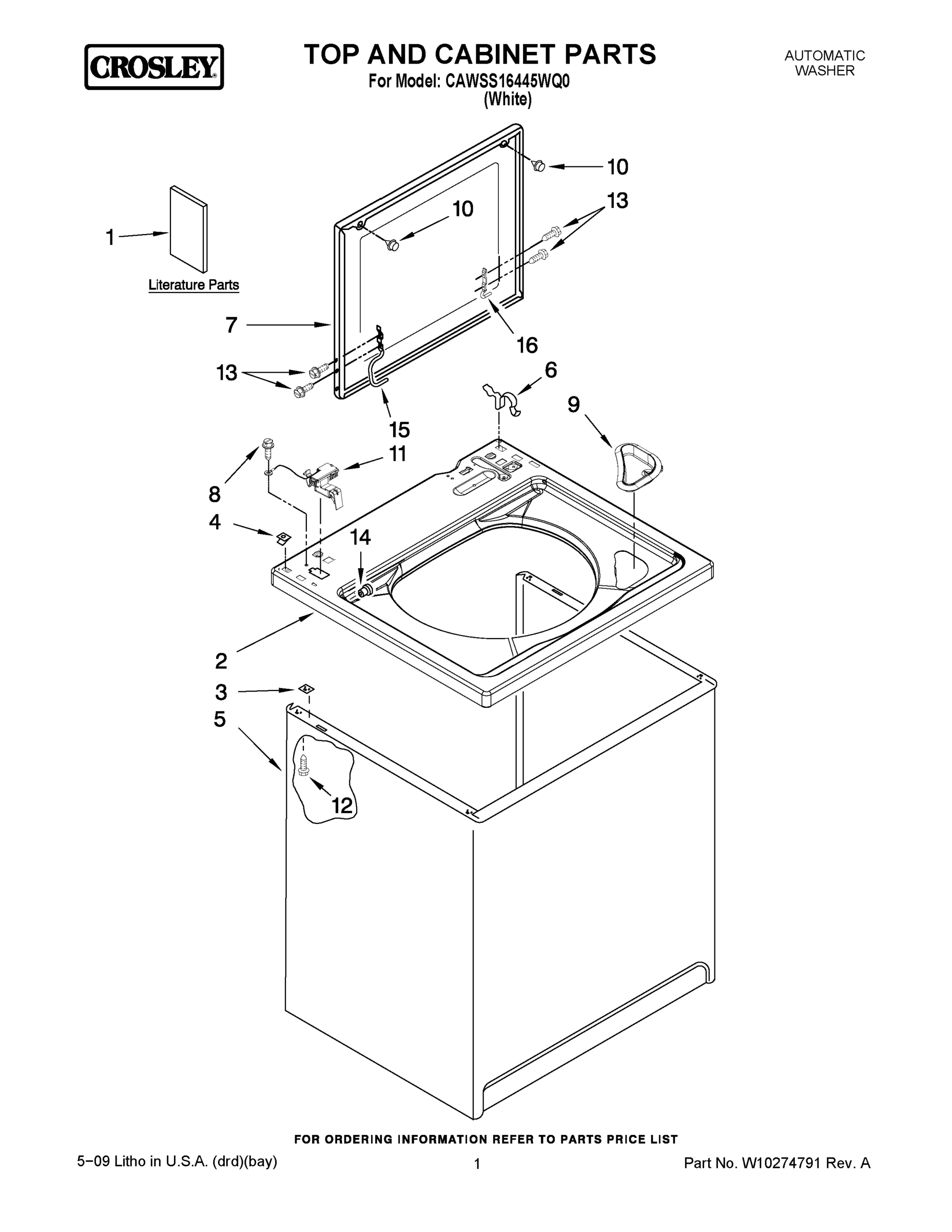 01 - TOP AND CABINET PARTS