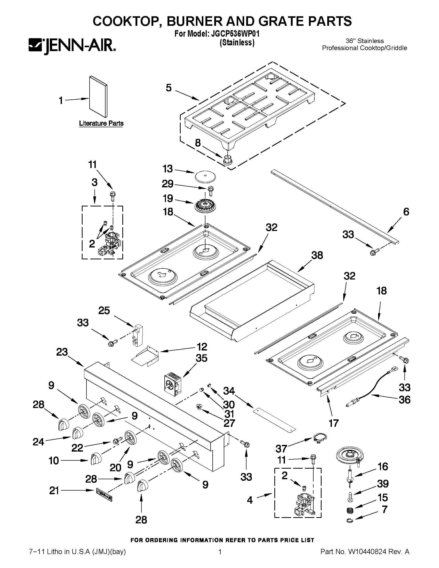 01 - COOKTOP, BURNER AND GRATE PARTS