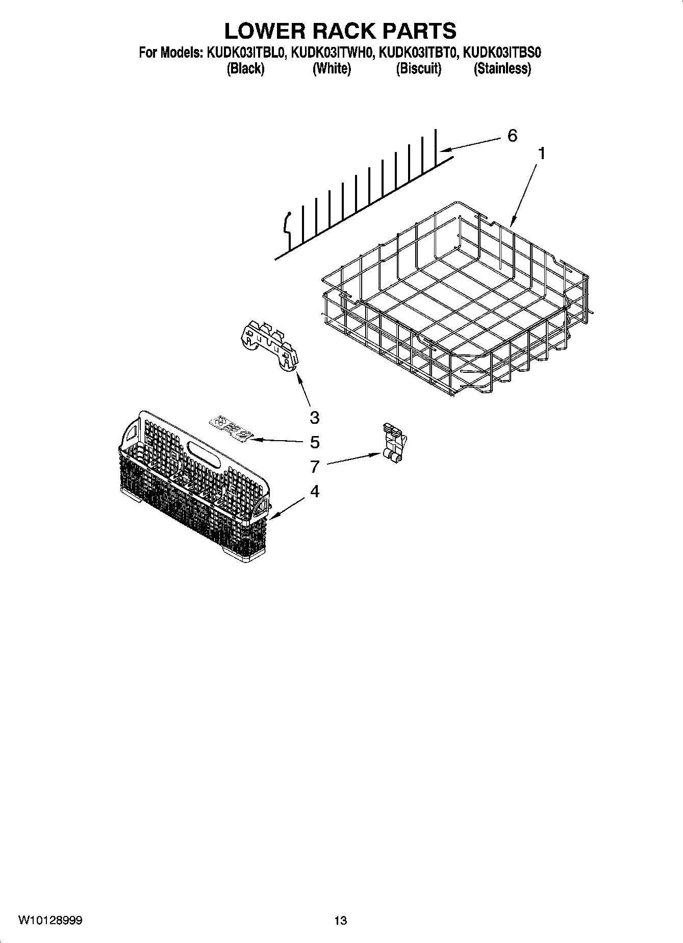 11 - LOWER RACK PARTS, OPTIONAL PARTS (NOT INCLUDED)
