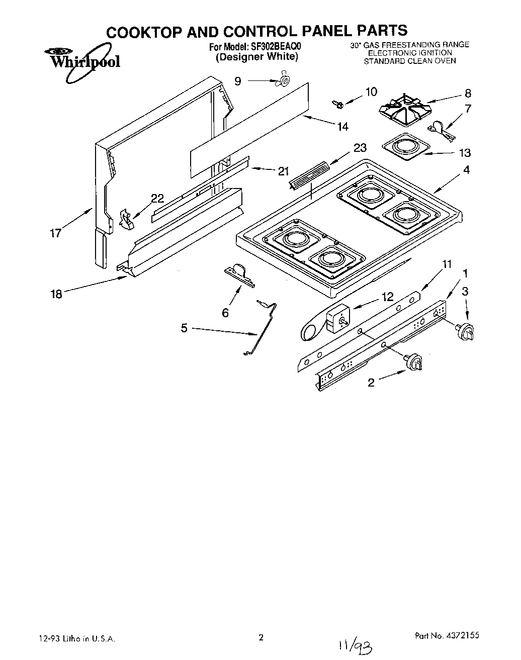 01 - COOKTOP AND CONTROL PANEL, LIT/OPTIONAL